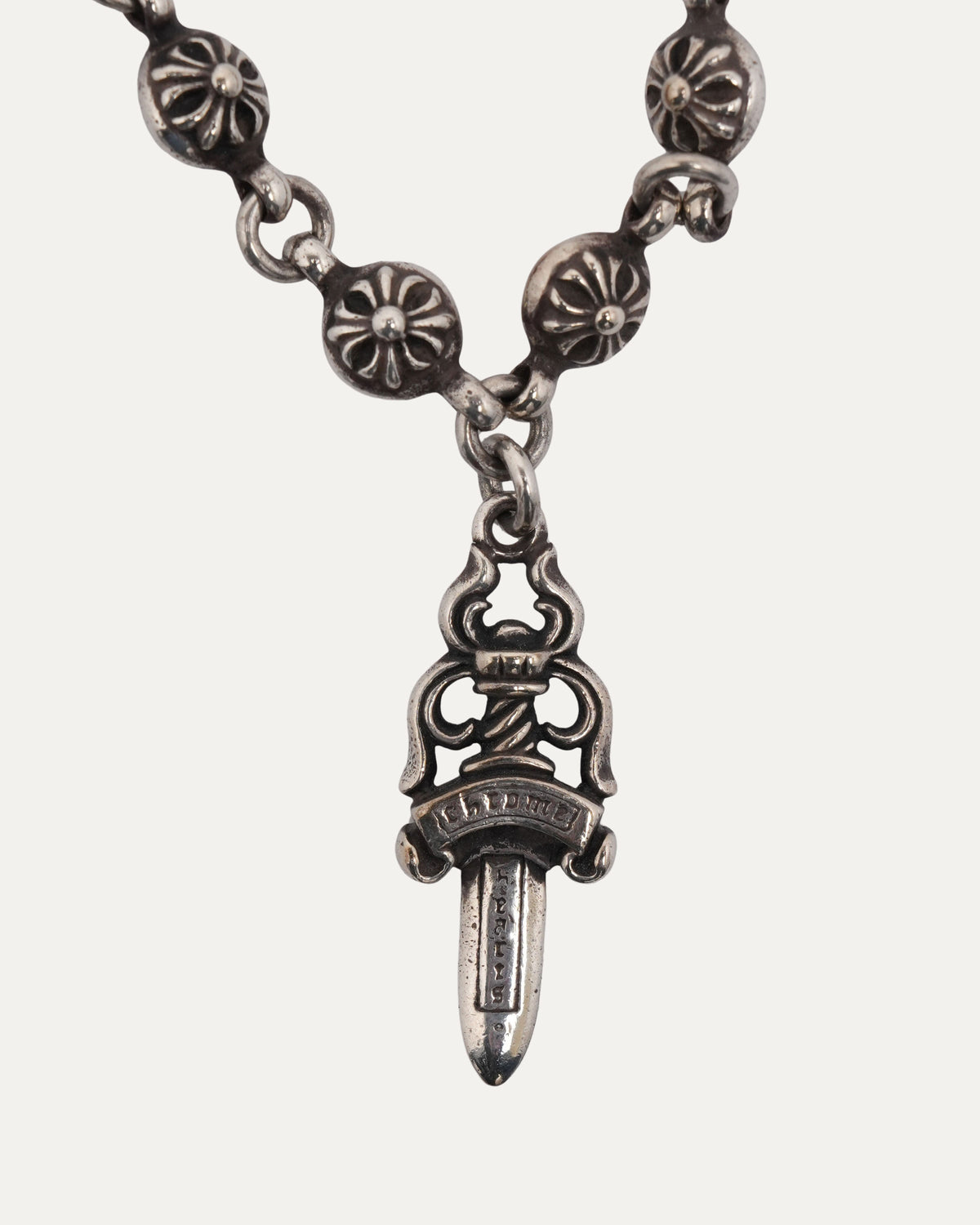 Diamond Dagger Pendant Plus Ball Necklace