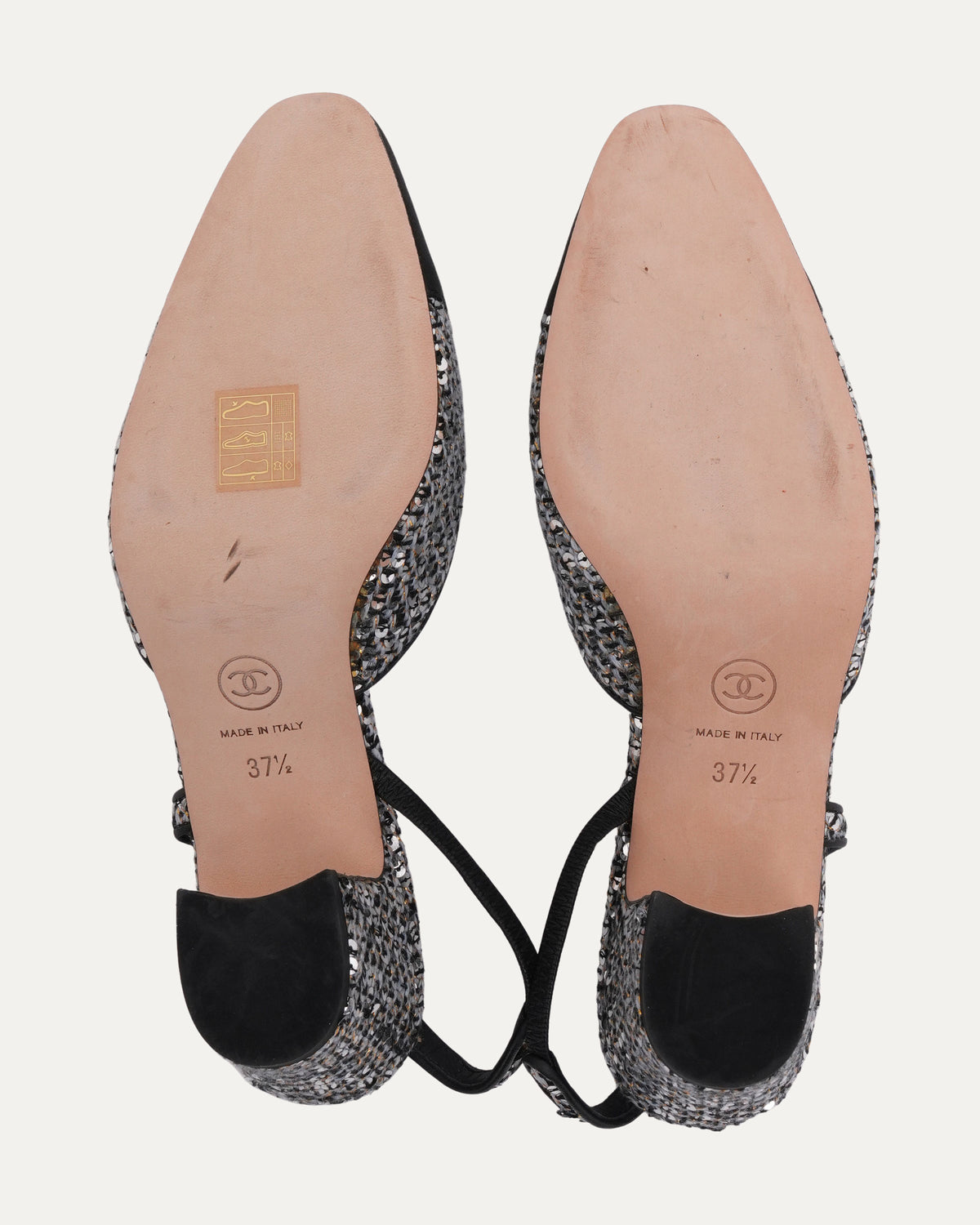 Tweed Sequin Embellished Heels