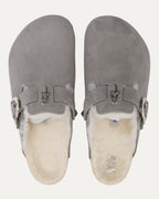 Dagger Embellished Birkenstock Boston Shearling Lined Suede Mule