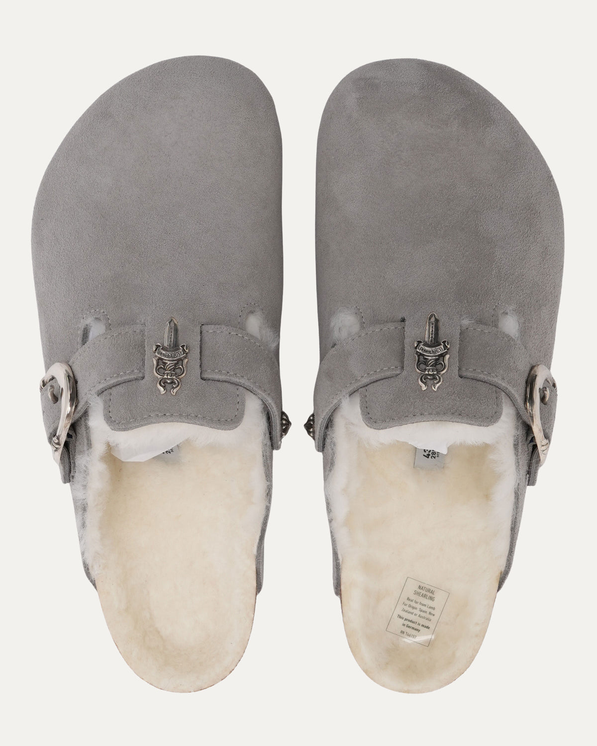 Dagger Embellished Birkenstock Boston Shearling Lined Suede Mule