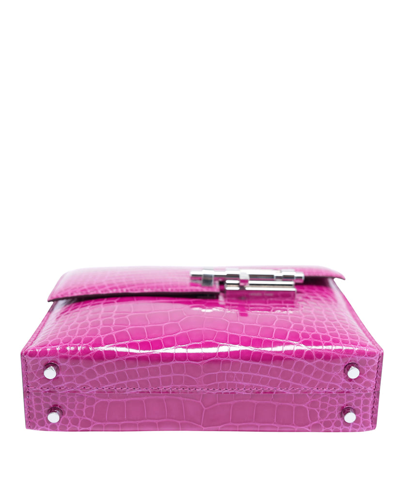 Shiny Alligator Mini Verrou Chaine Bag Rose Scheherazade