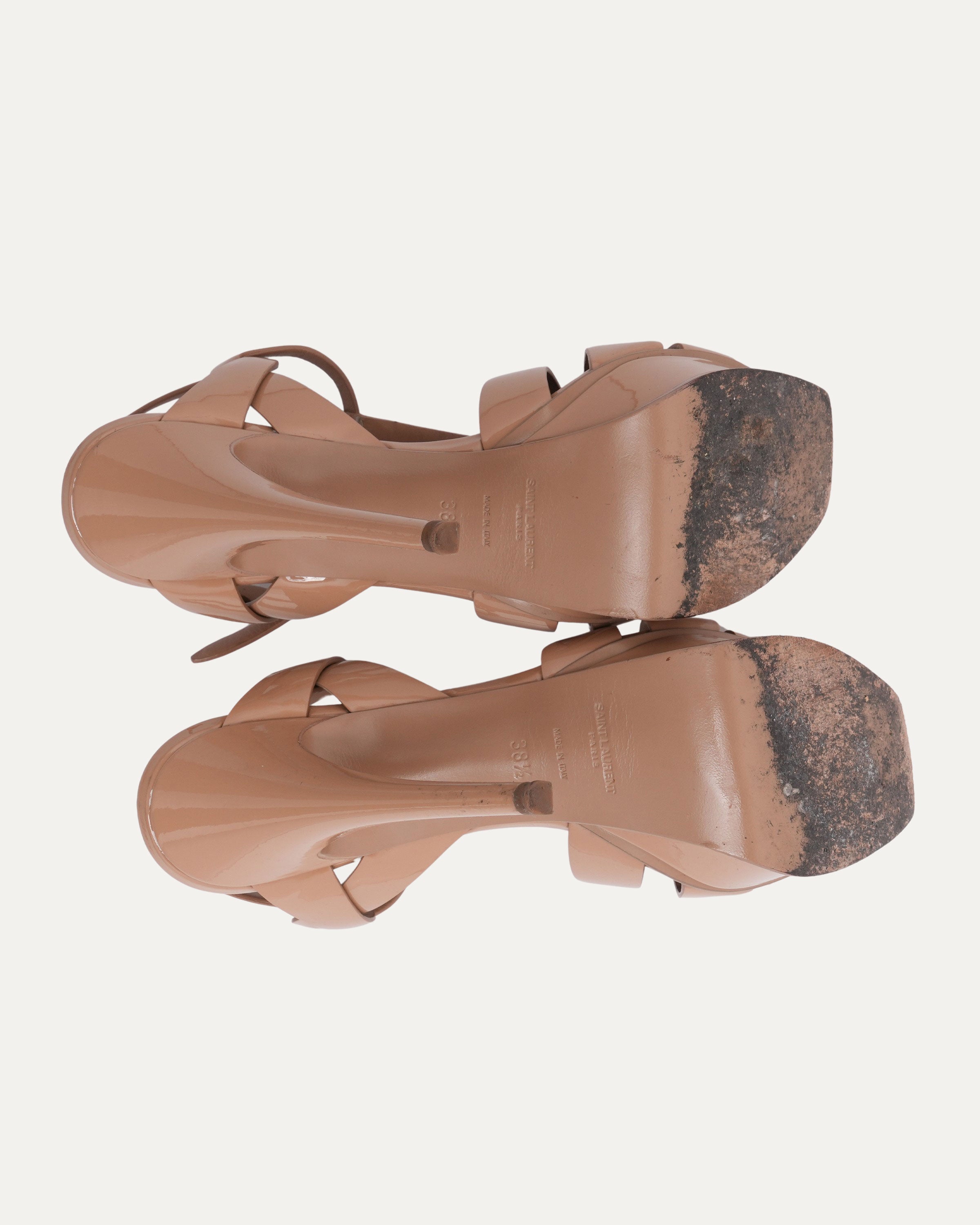 Saint Laurent Patent Leather Tribute Sandals – Justin Reed