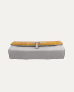Cross Embellished Lizard Skin Clutch