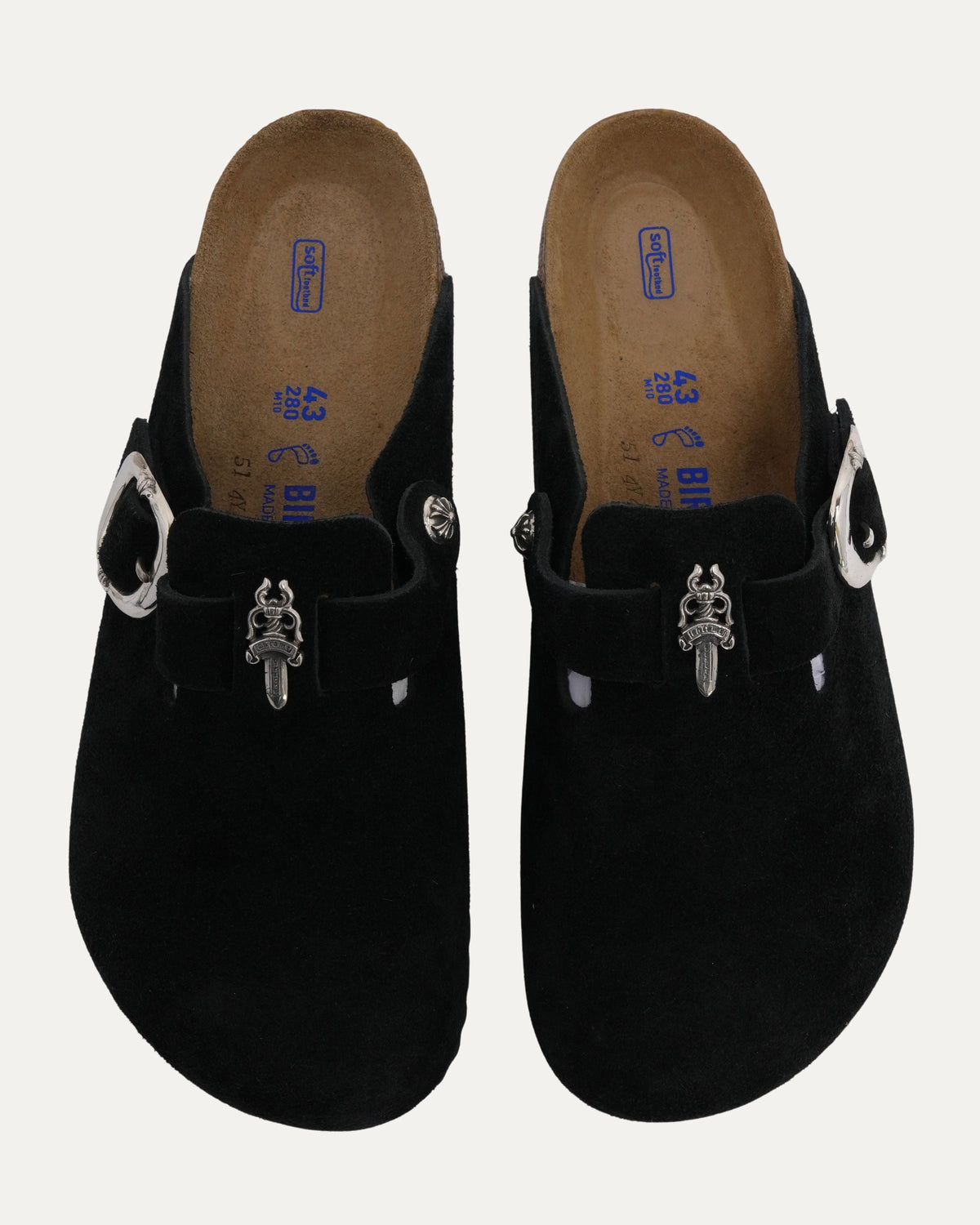 Dagger Embellished Birkenstock Boston Suede Mule