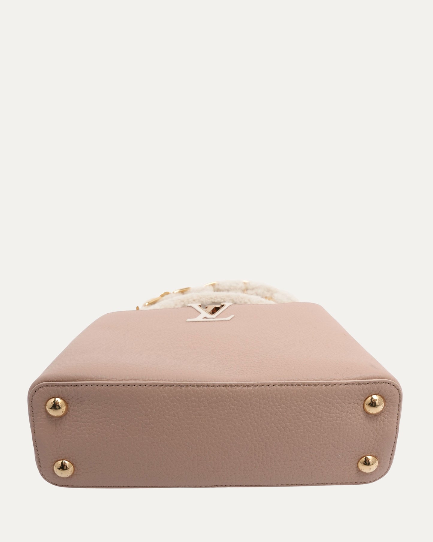 Shearling Trim Handle Taurillon Capucines BB Bag