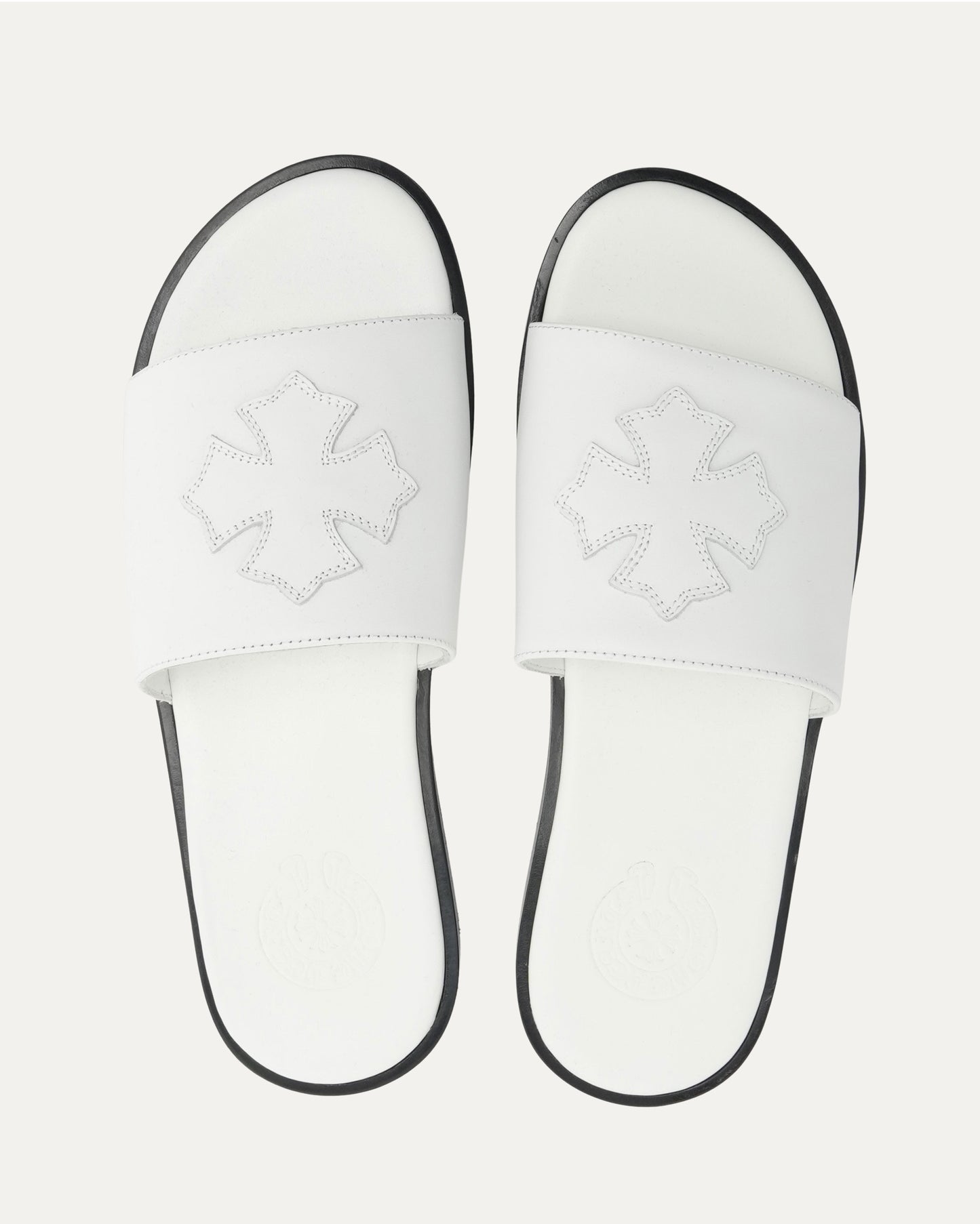 Plus Cross Patch Leather Slides