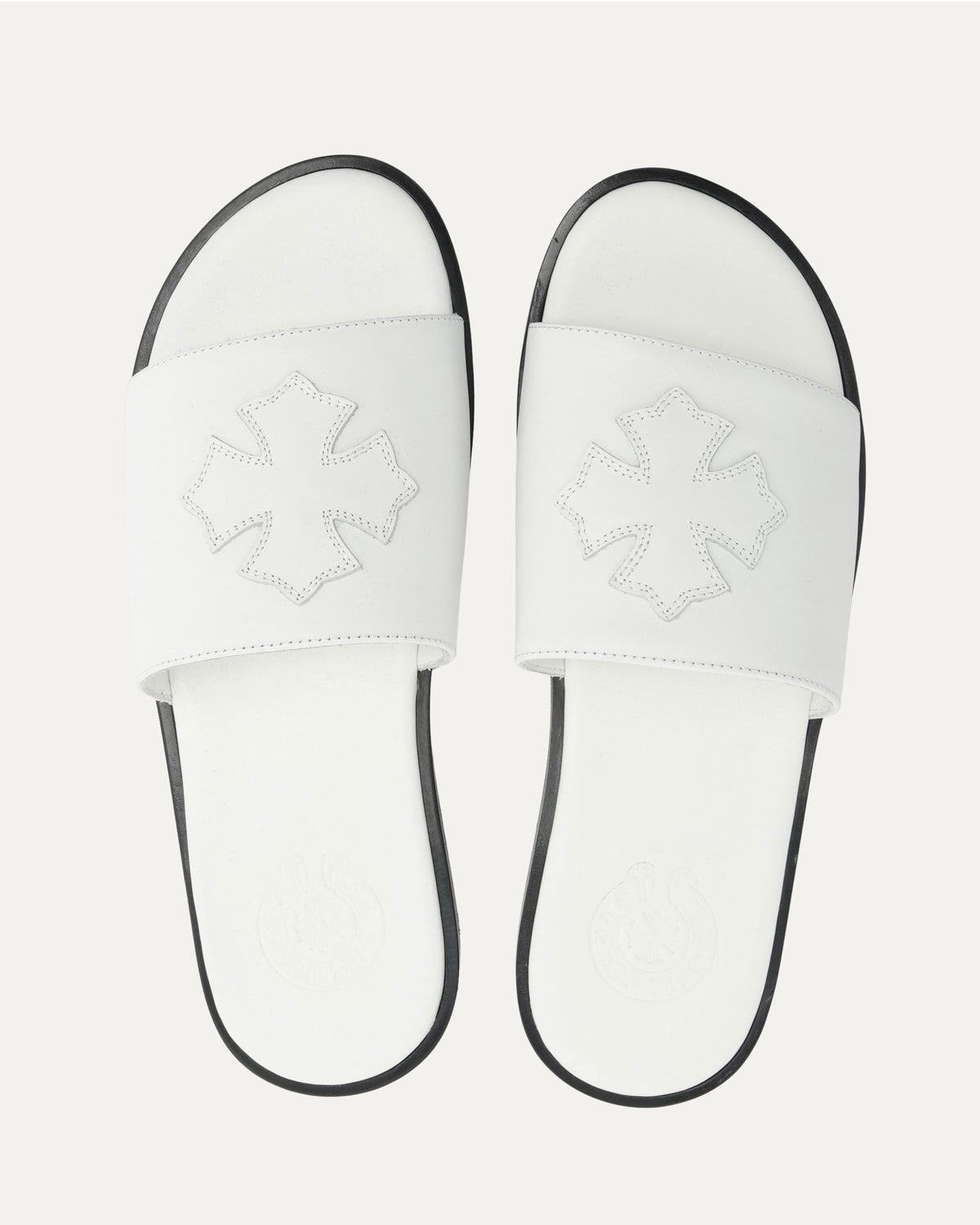 Plus Cross Patch Leather Slides