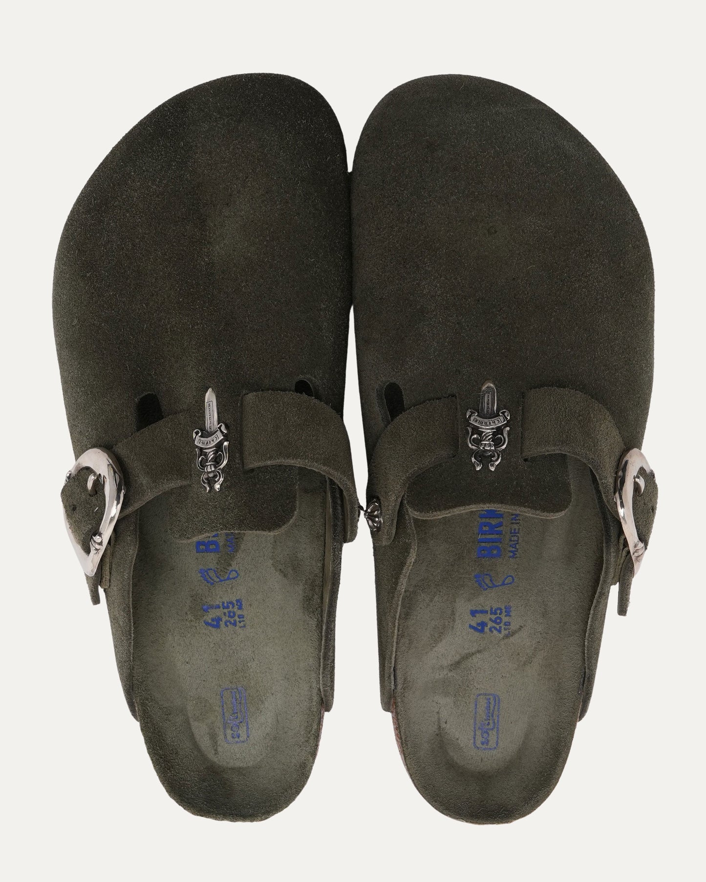 Dagger Embellished Birkenstock Boston Suede Mule