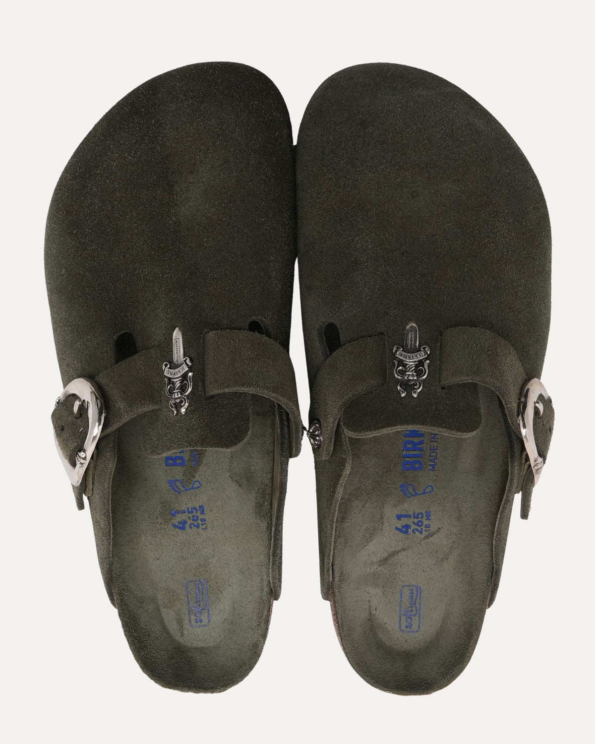 Dagger Embellished Birkenstock Boston Suede Mule