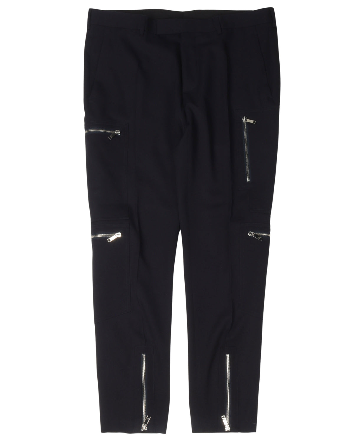 Three-Piece Virgin Wool Camouflage Lined Suit with Multizip Trousers