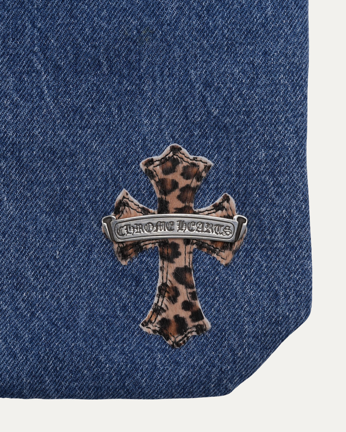 Denim Cross Patch Tote Bag