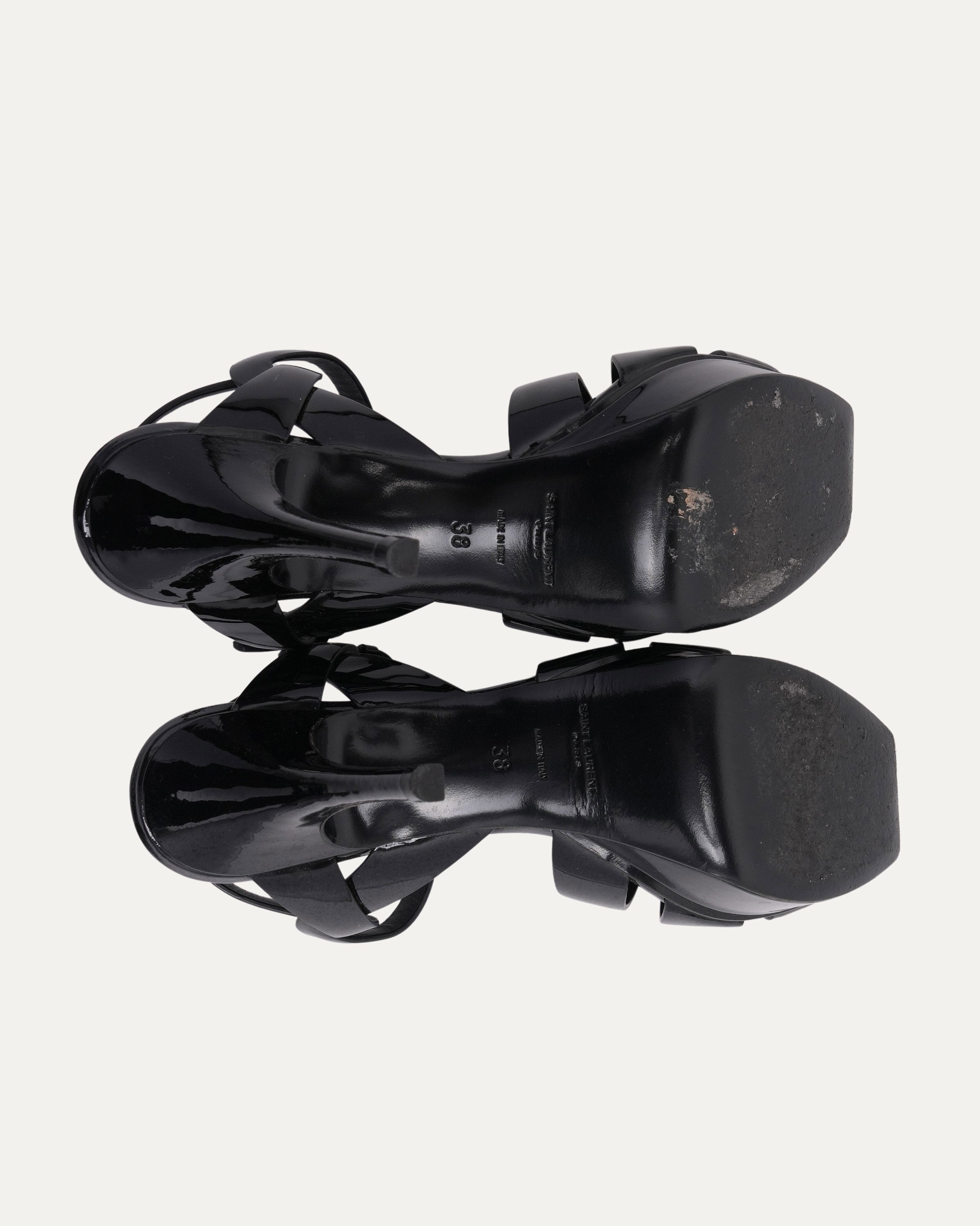 Saint Laurent Patent Leather Tribute Sandals – Justin Reed