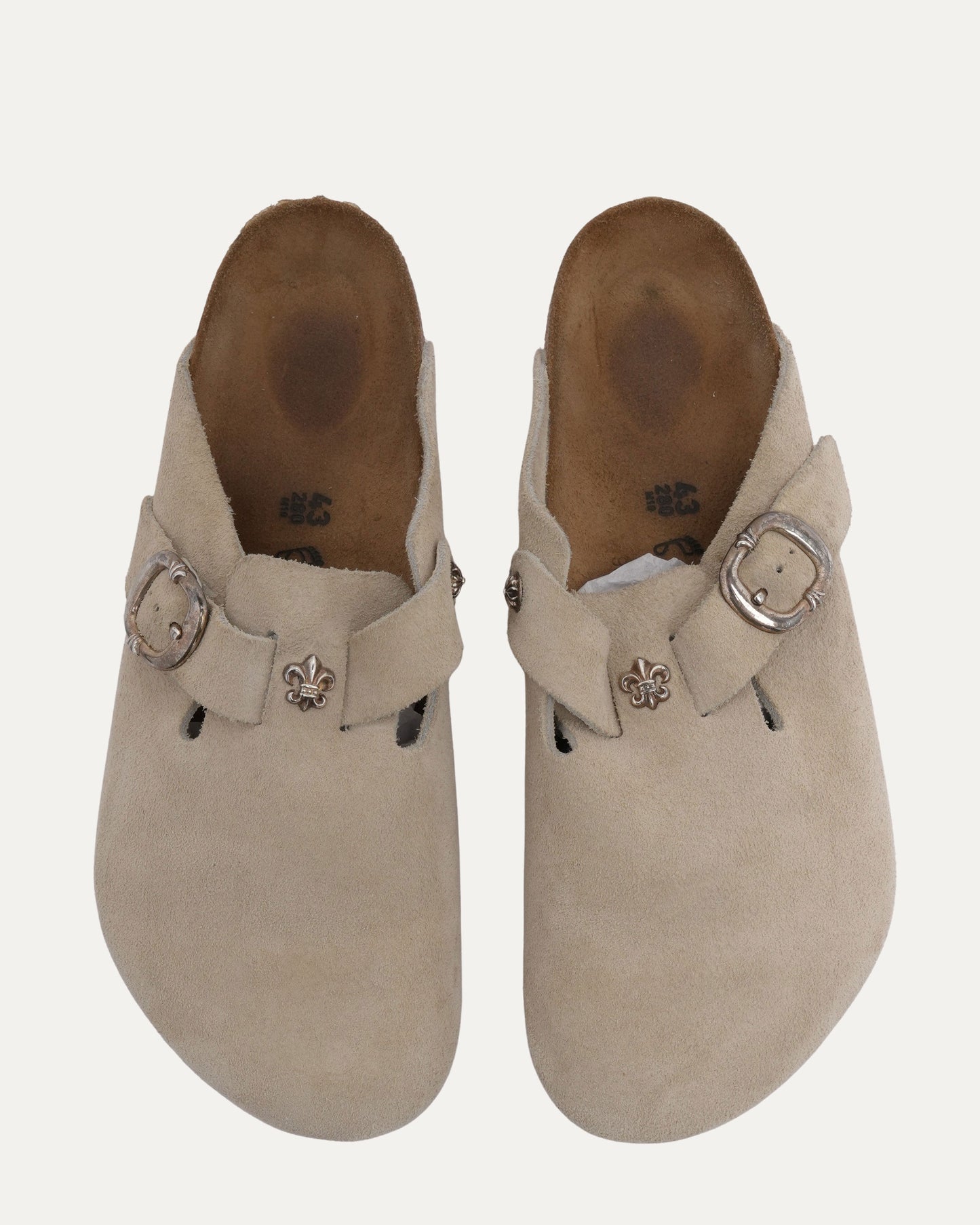 Fleur Embellished Birkenstock Boston Suede Mule