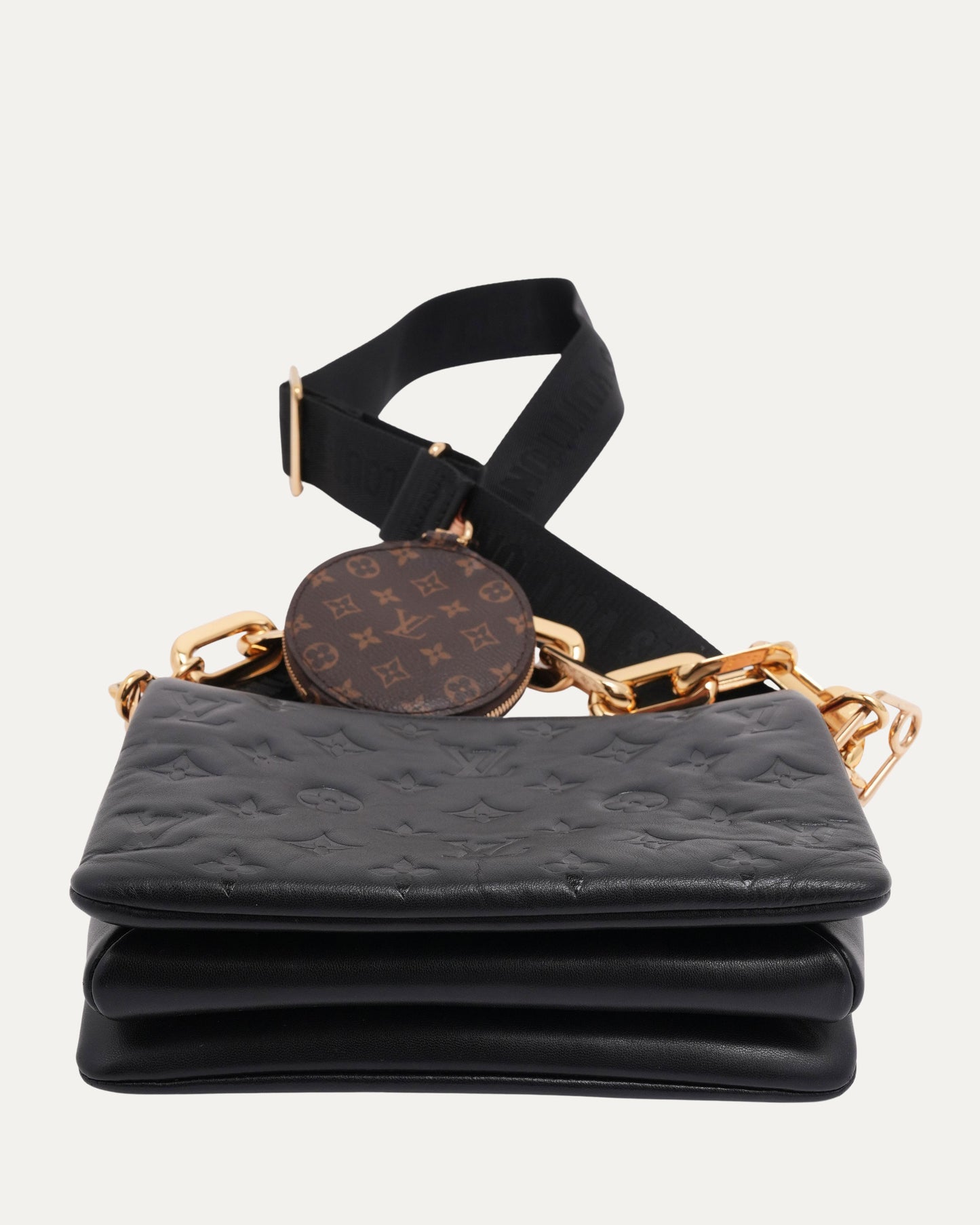 Embossed Monogram Chain Cross Body Bag With Coin Pouch