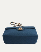 Maxi Quilted Denim Flap Bag