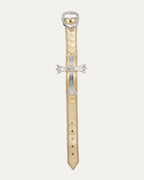 Silver Cross and Leather Gunslinger Bracelet