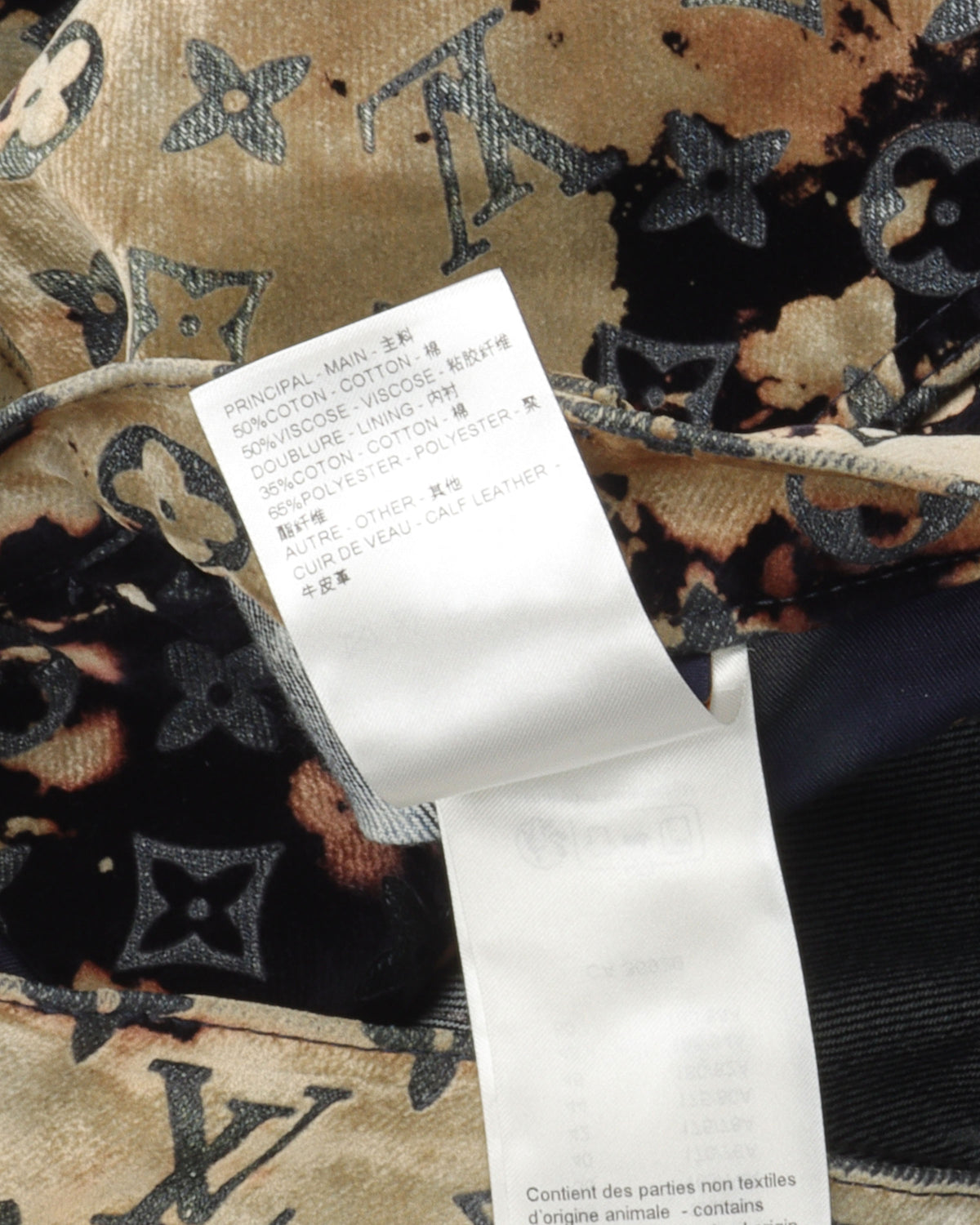 Bleach Effect Monogram Denim Pants