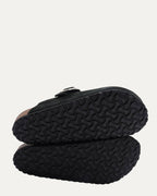 Dagger Embellished Shearling Lined Birkenstock Boston Suede Mule