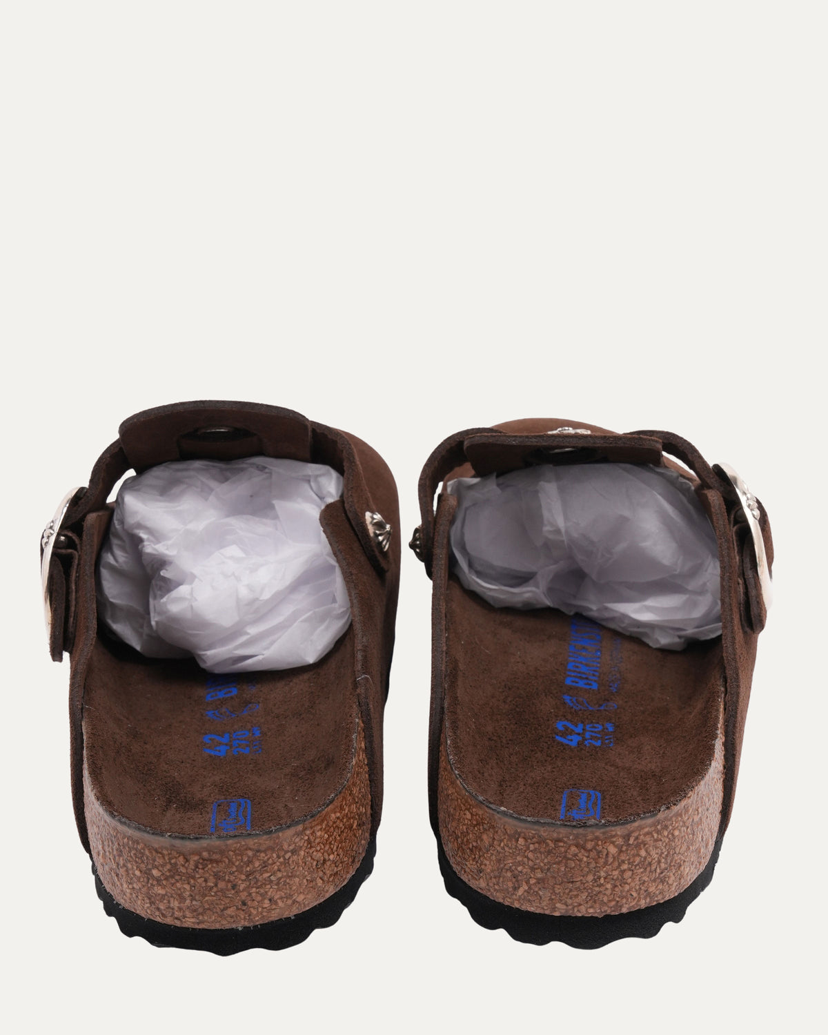 Tonal Footbed Dagger Embellished Birkenstock Boston Suede Mule