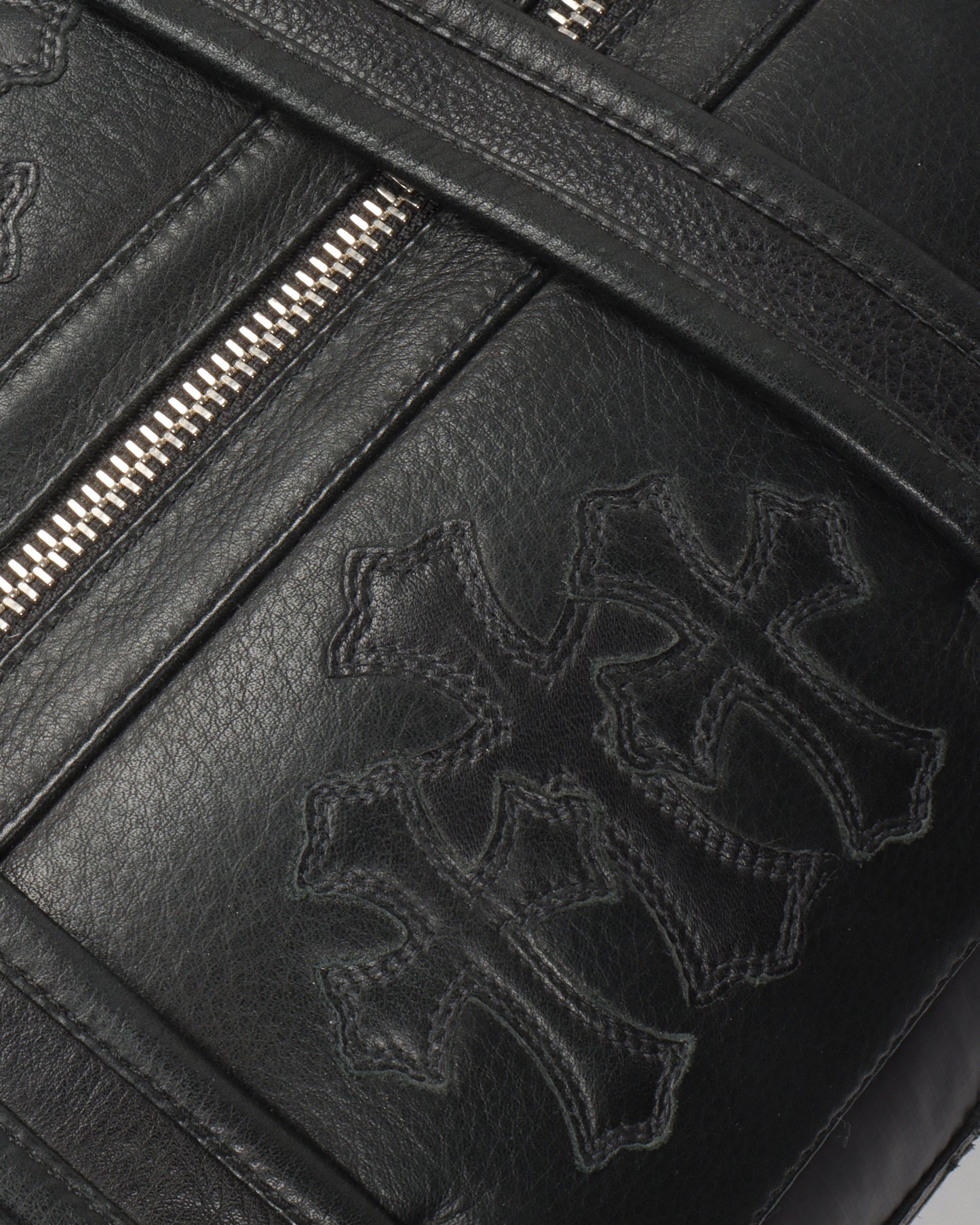 Nylon & Leather Cross Patch Duffel Bag