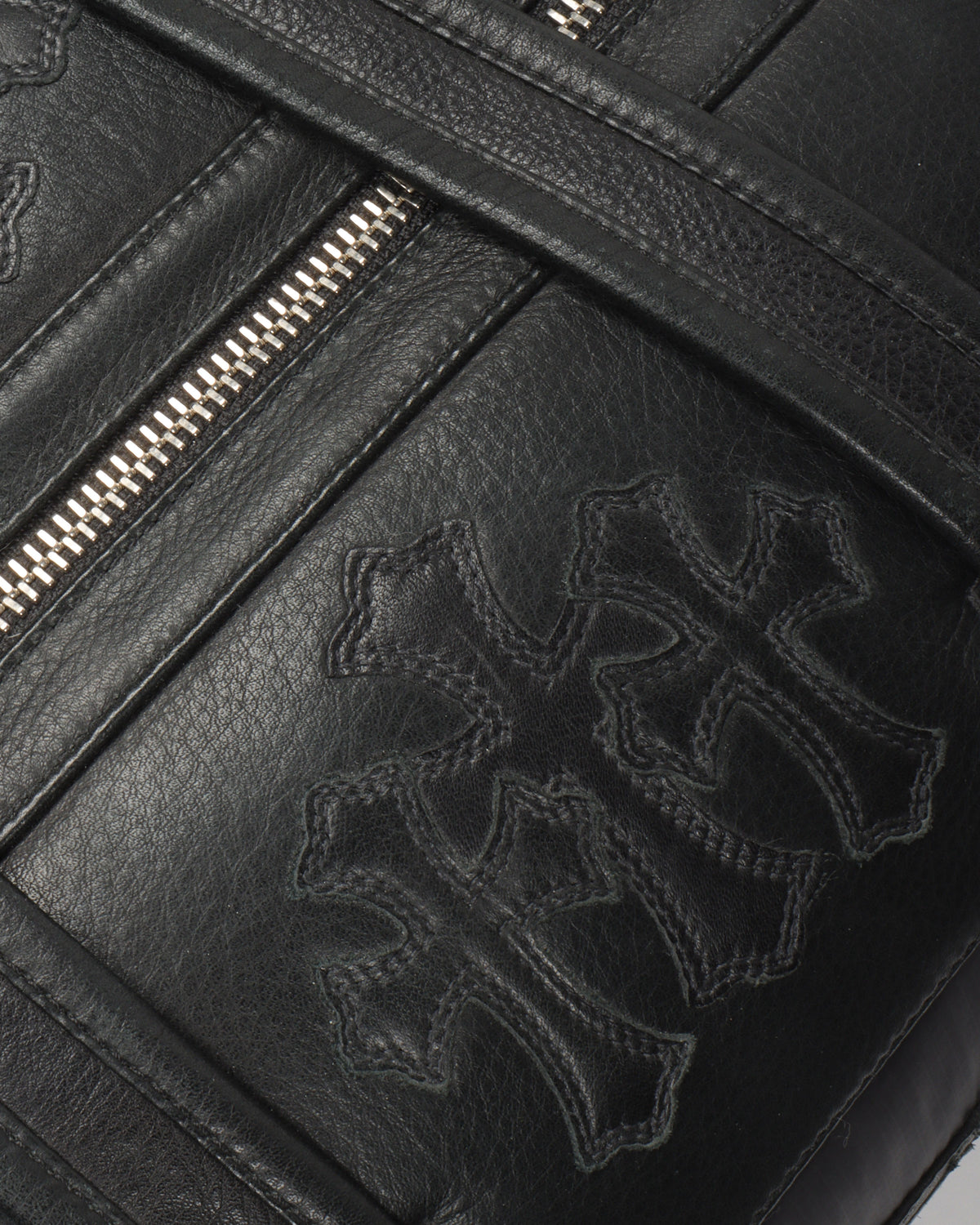 Nylon & Leather Cross Patch Duffel Bag