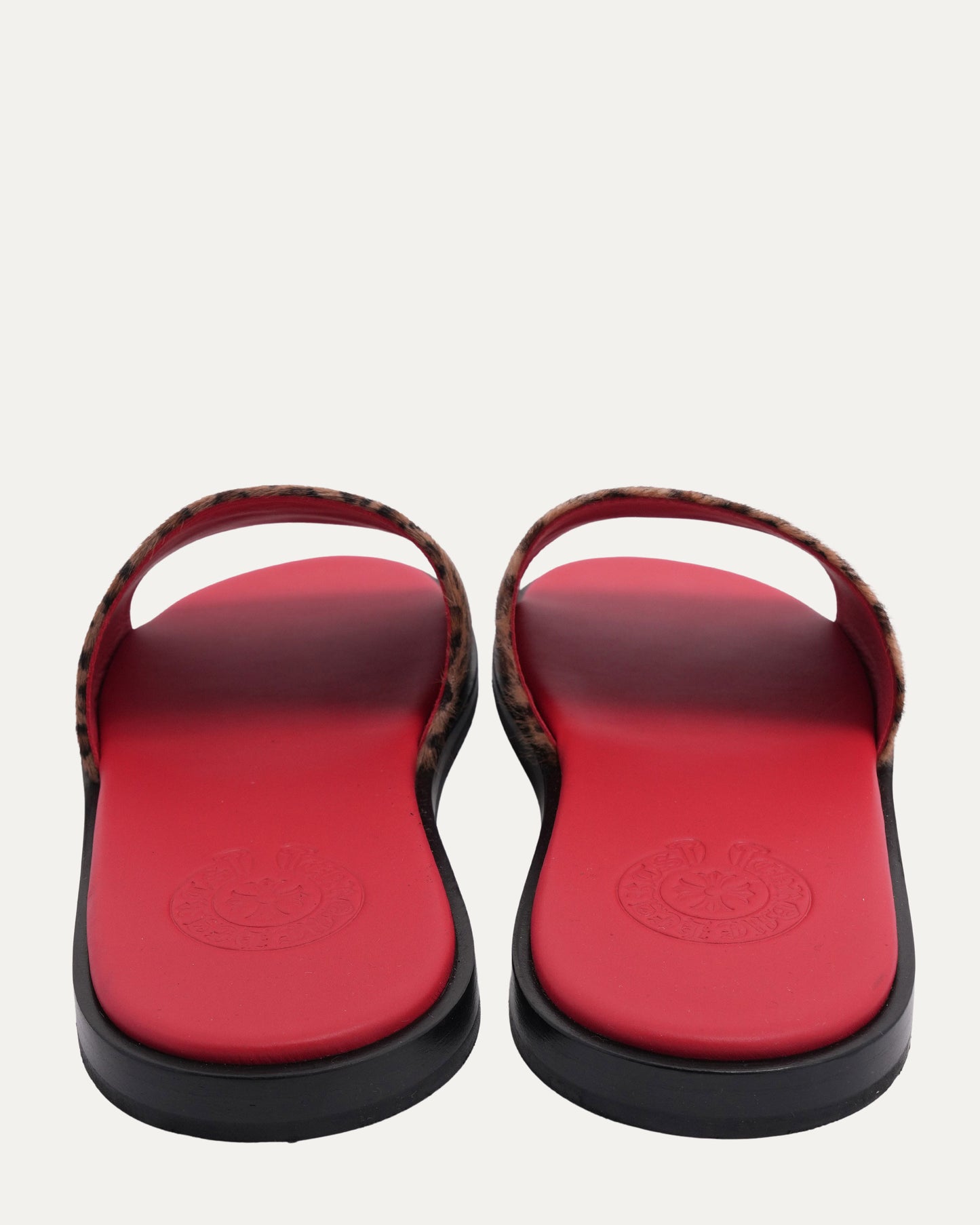 Plus Cross Patch Leopard Slides