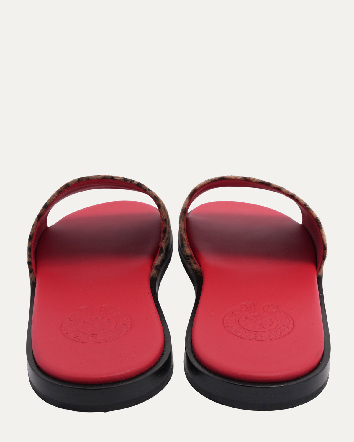 Plus Cross Patch Leopard Slides