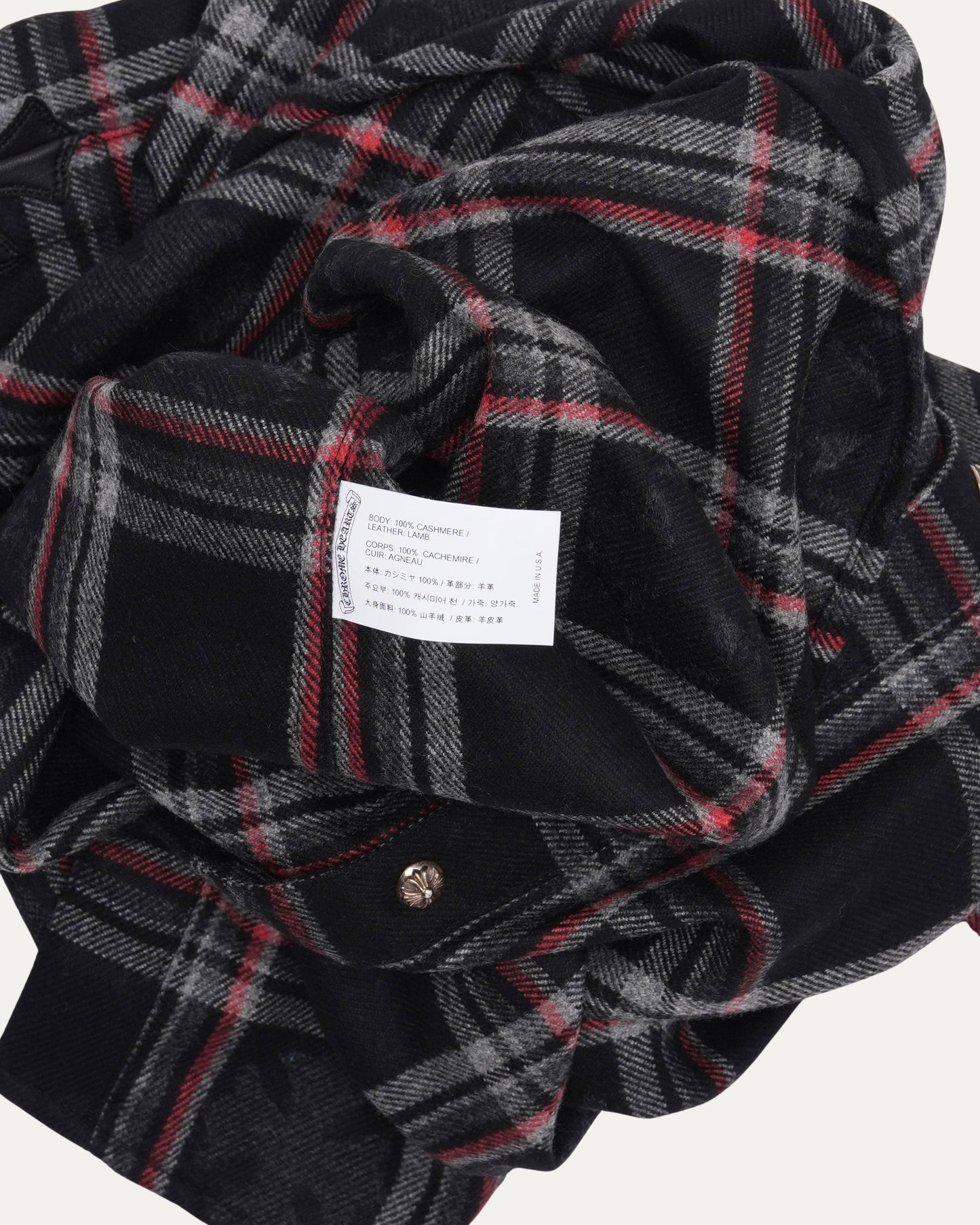 Gas Station Plaid Cashmere Cross Patch Loose Ends Flannel Shirt