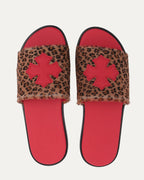 Plus Cross Patch Leopard Slides