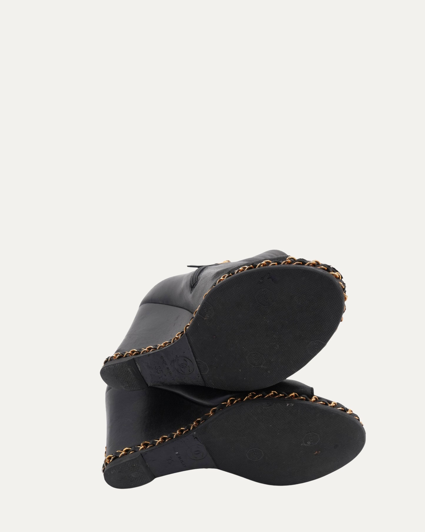 Leather Open Toe Wedge Booties