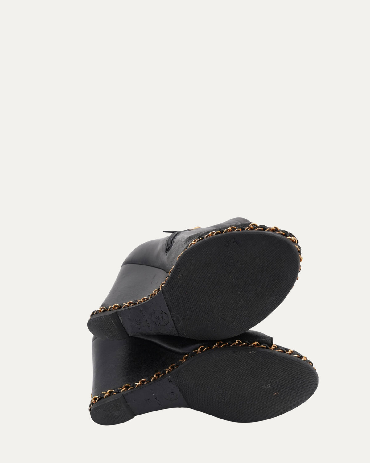Leather Open Toe Wedge Booties