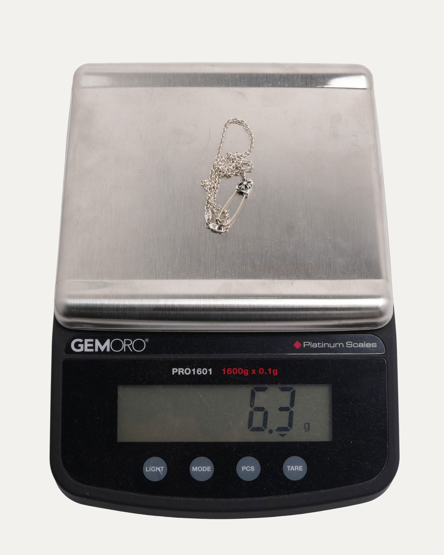 Diamond Safety Pin Roll Chain Necklace
