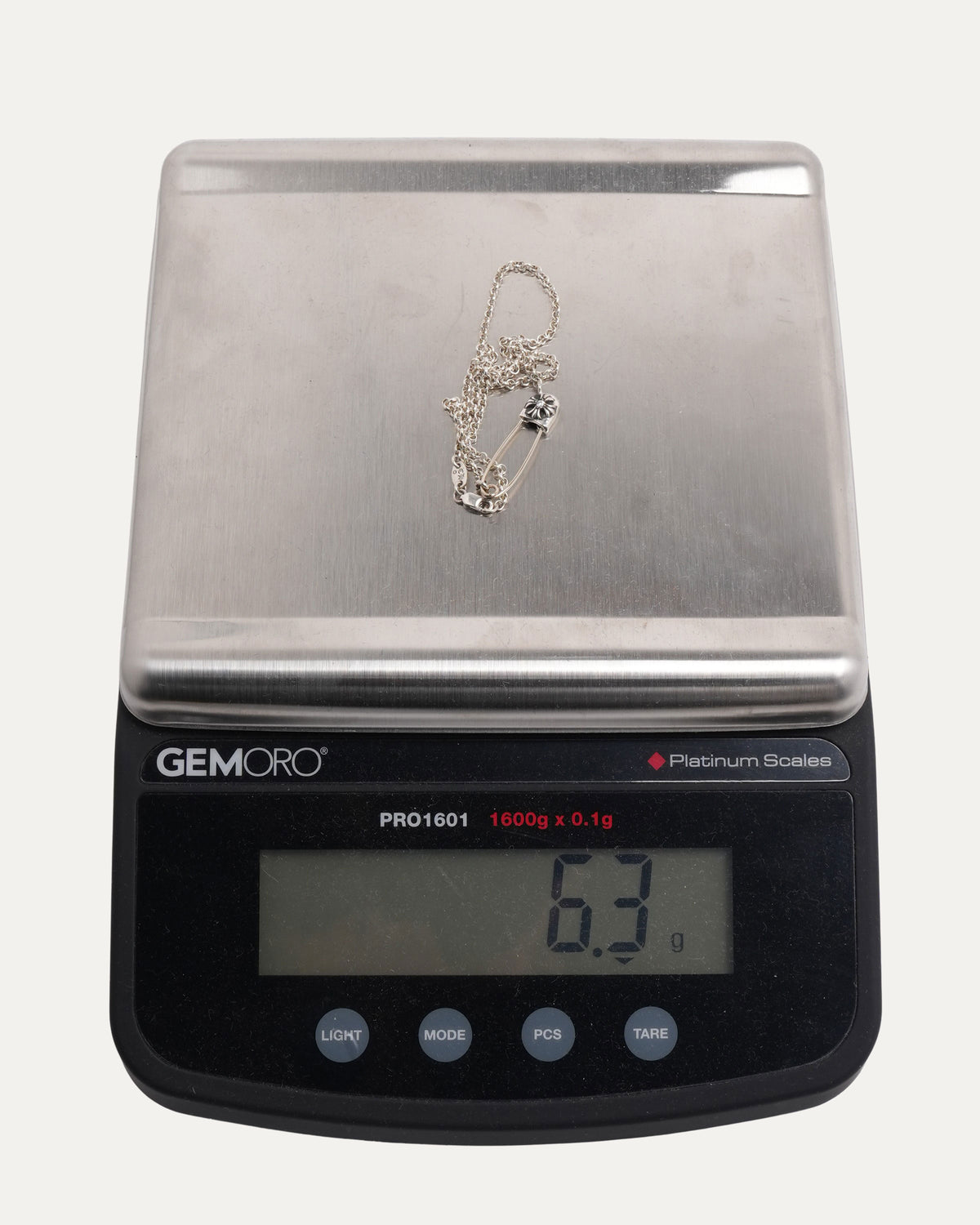 Diamond Safety Pin Roll Chain Necklace