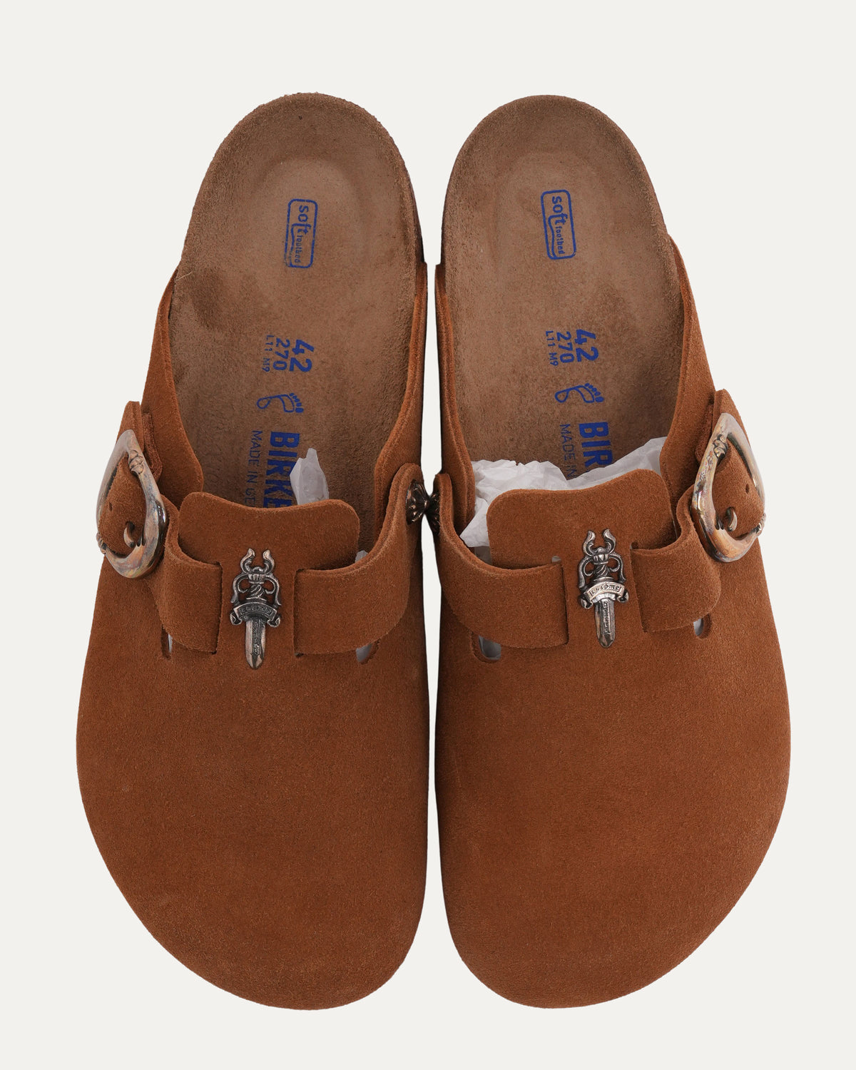Dagger Embellished Birkenstock Boston Suede Mule