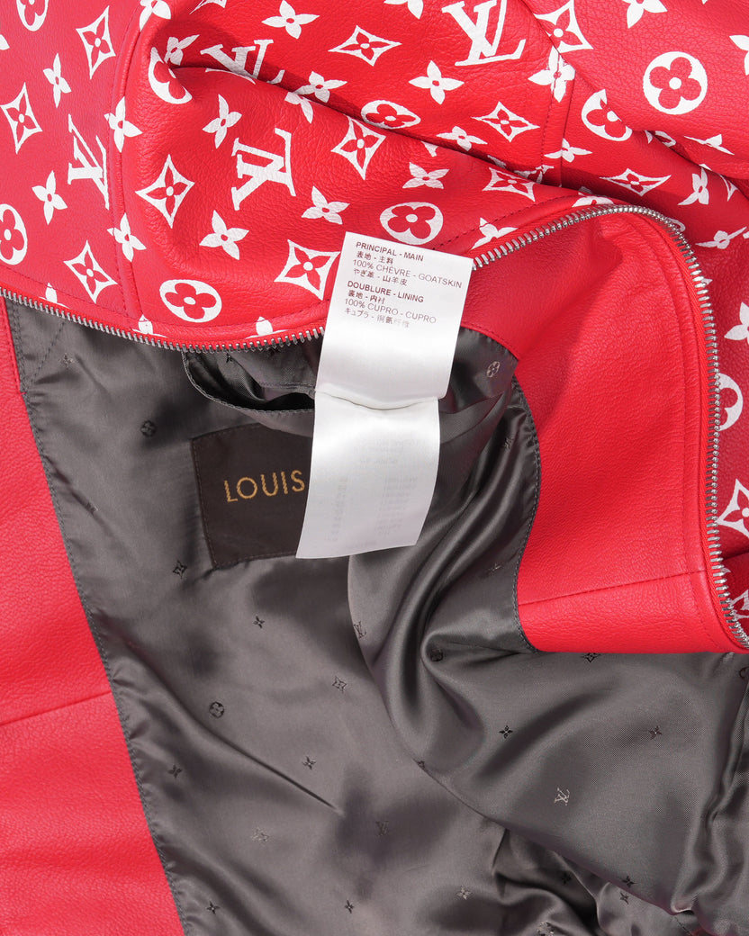 Supreme Leather Monogram Bomber Jacket