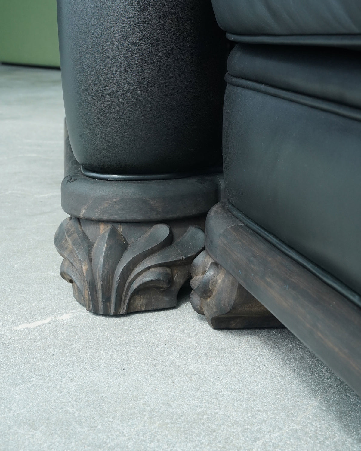 Leather Fleur De Lis Lounge Chair & Ottoman
