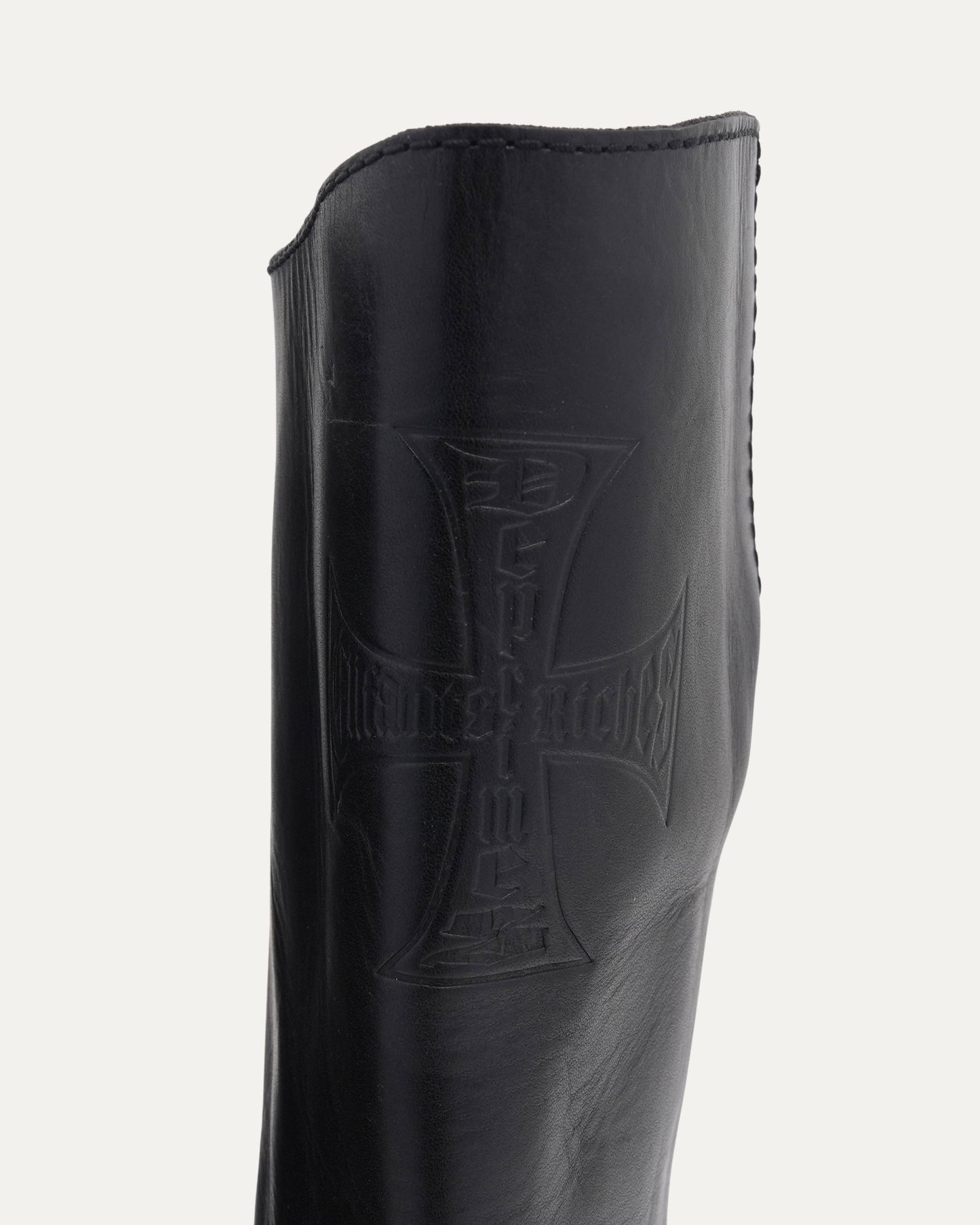 Logo Embossed Leather Boots
