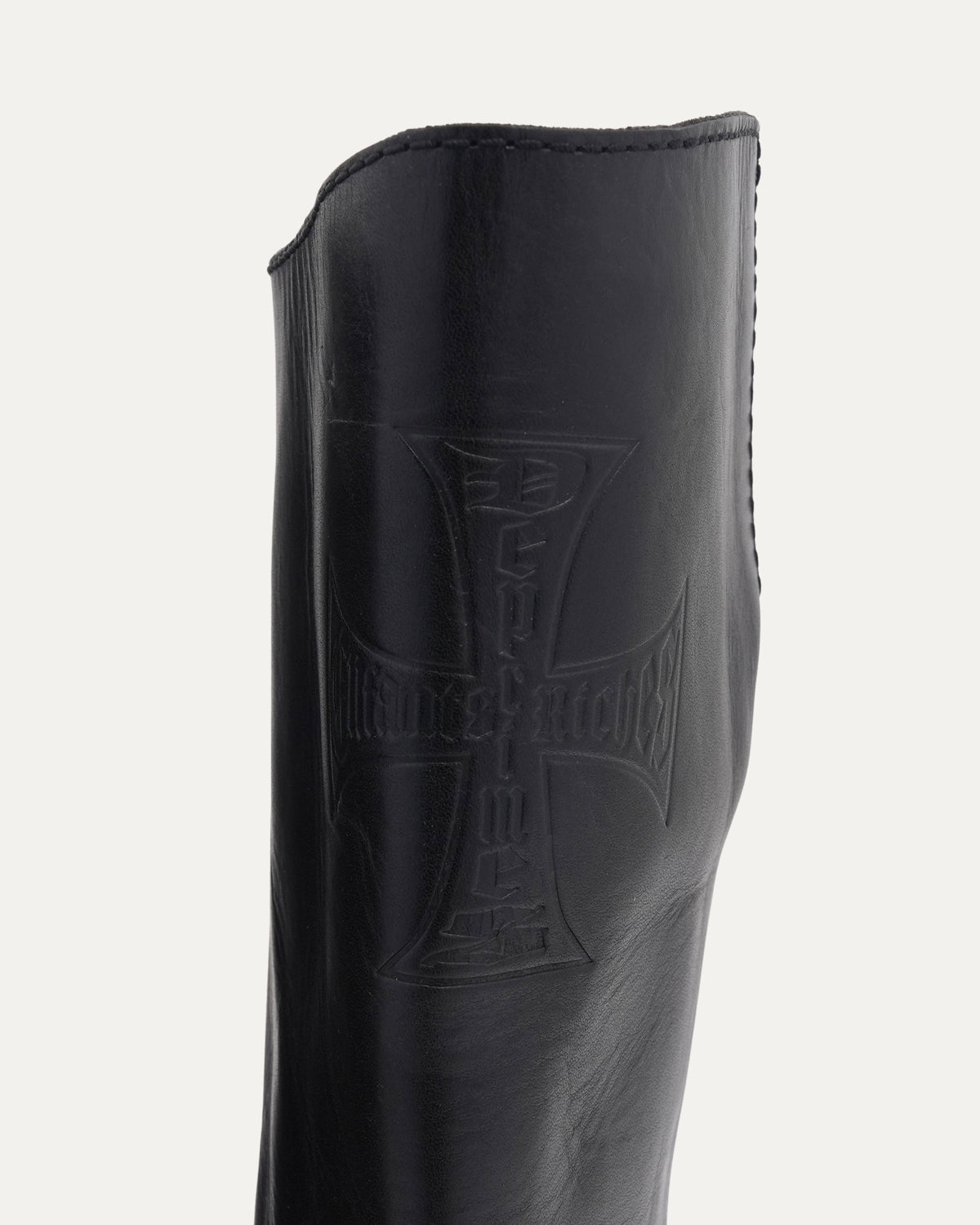 Logo Embossed Leather Boots