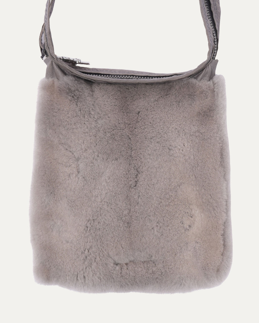 Rick Owens Hun Silver-Embellished Chinchilla-Fur Bag