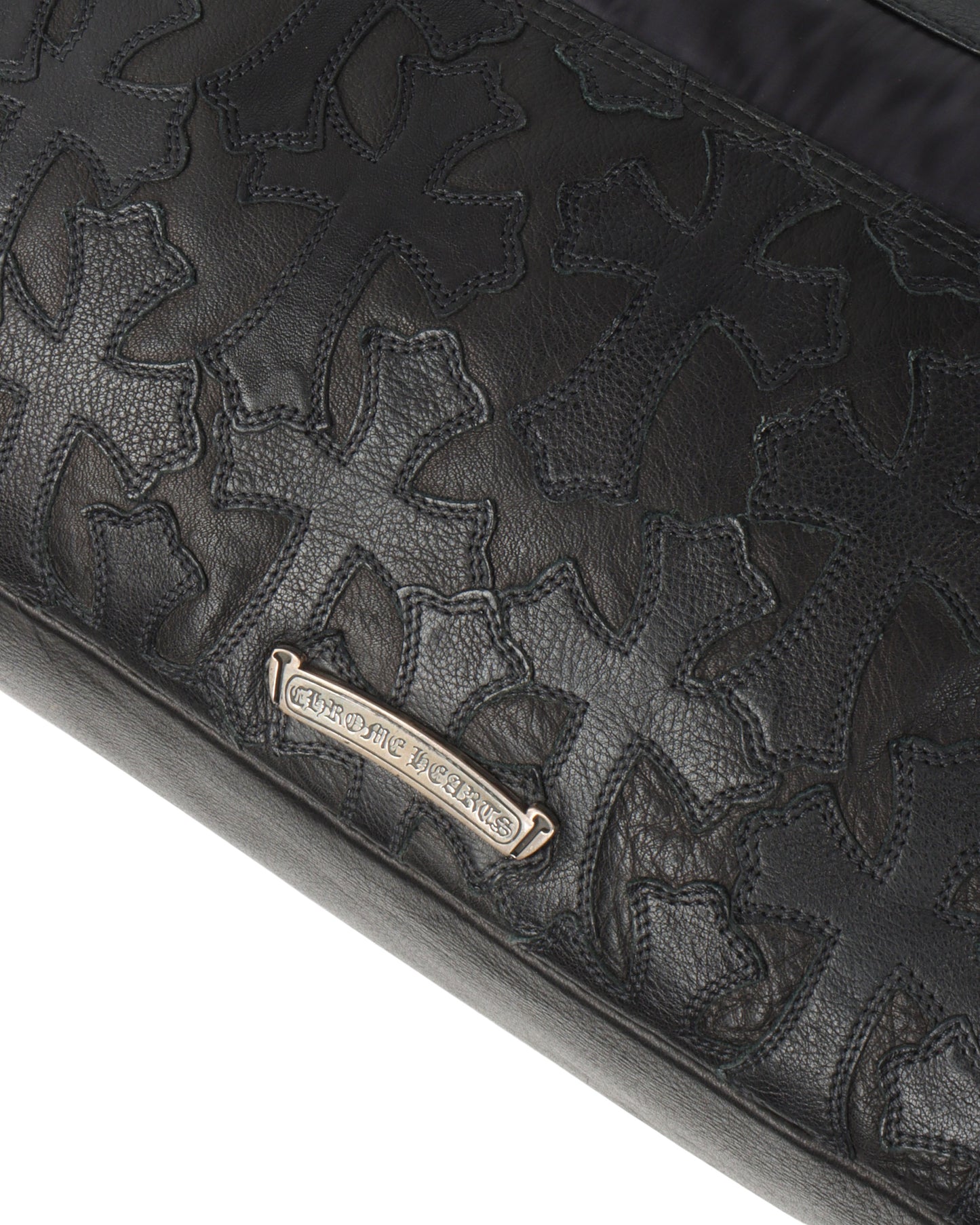 Nylon & Leather Cross Patch Duffel Bag