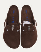 Tonal Footbed Dagger Embellished Birkenstock Boston Suede Mule