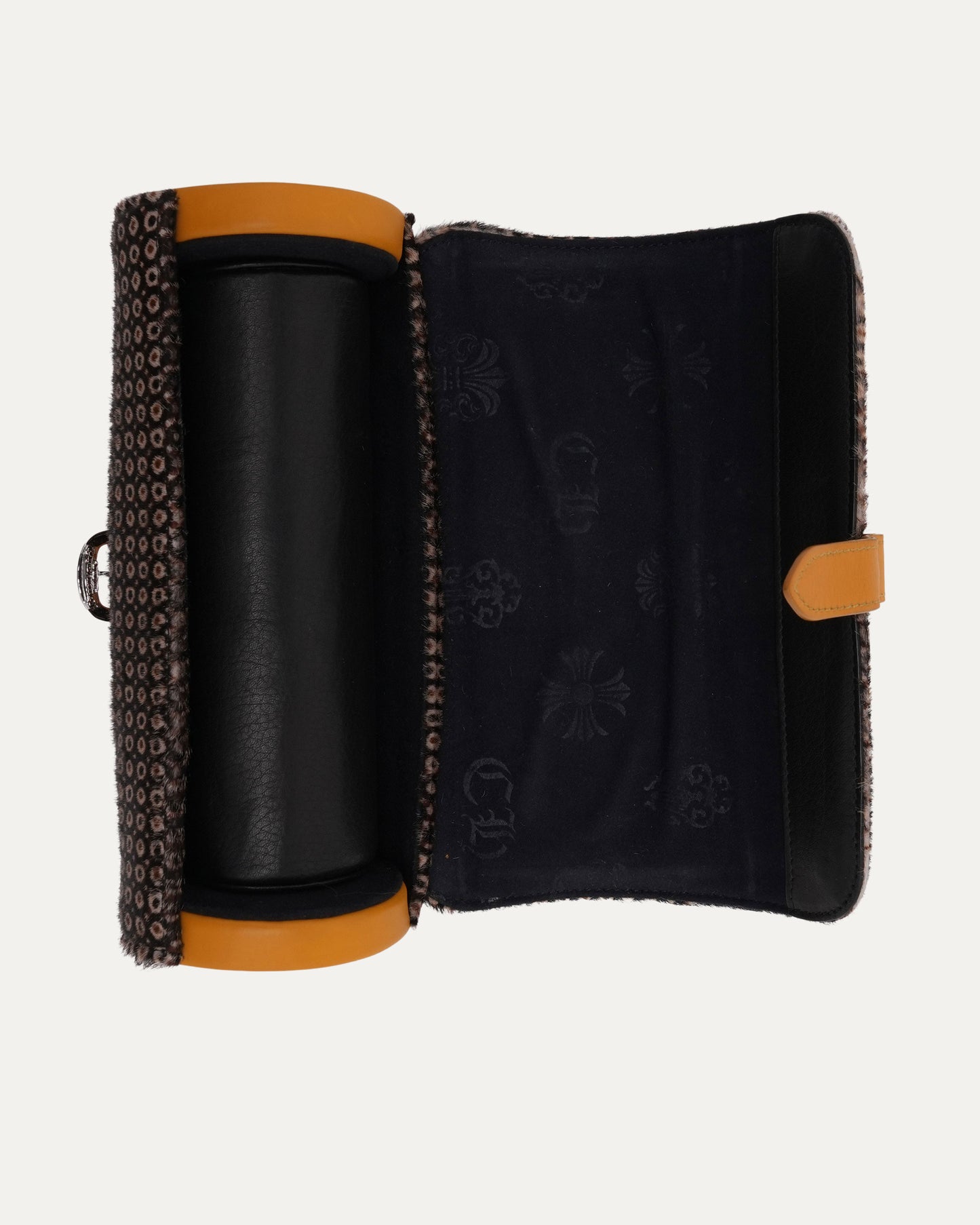 Leather & Peacock Ponyhair Watch Roll