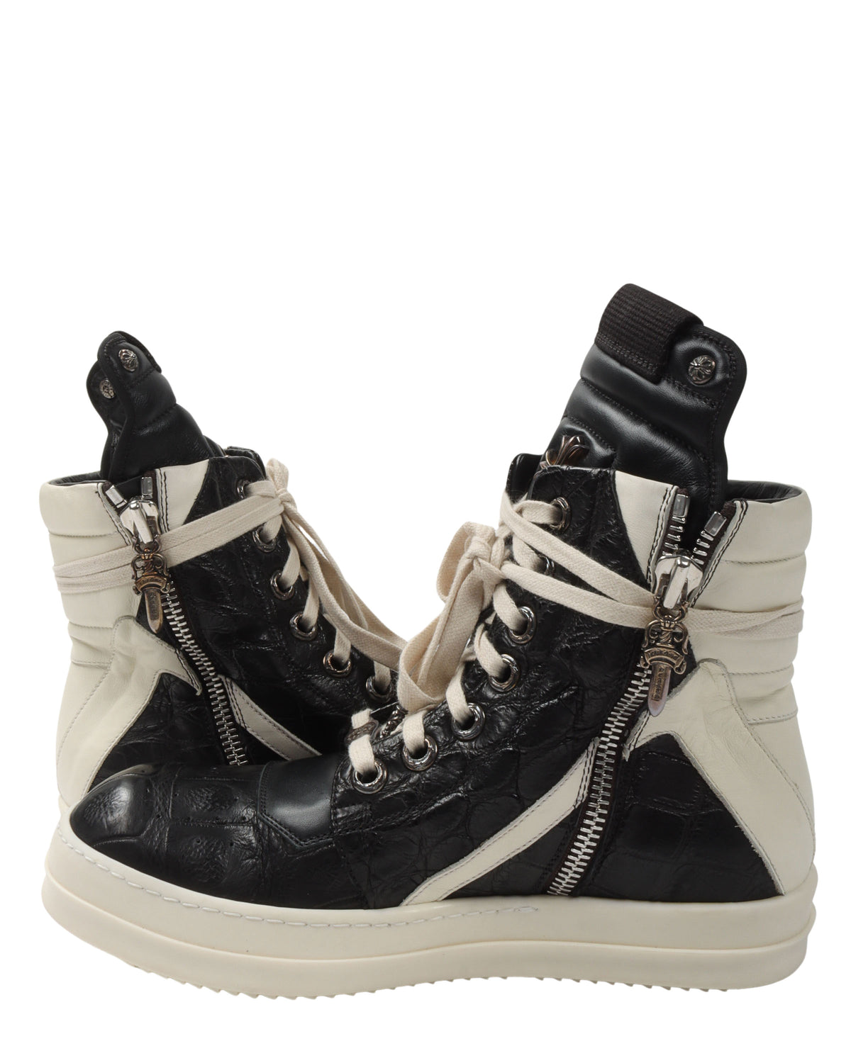 Rick Owens Crocodile Leather Geobasket Sneakers