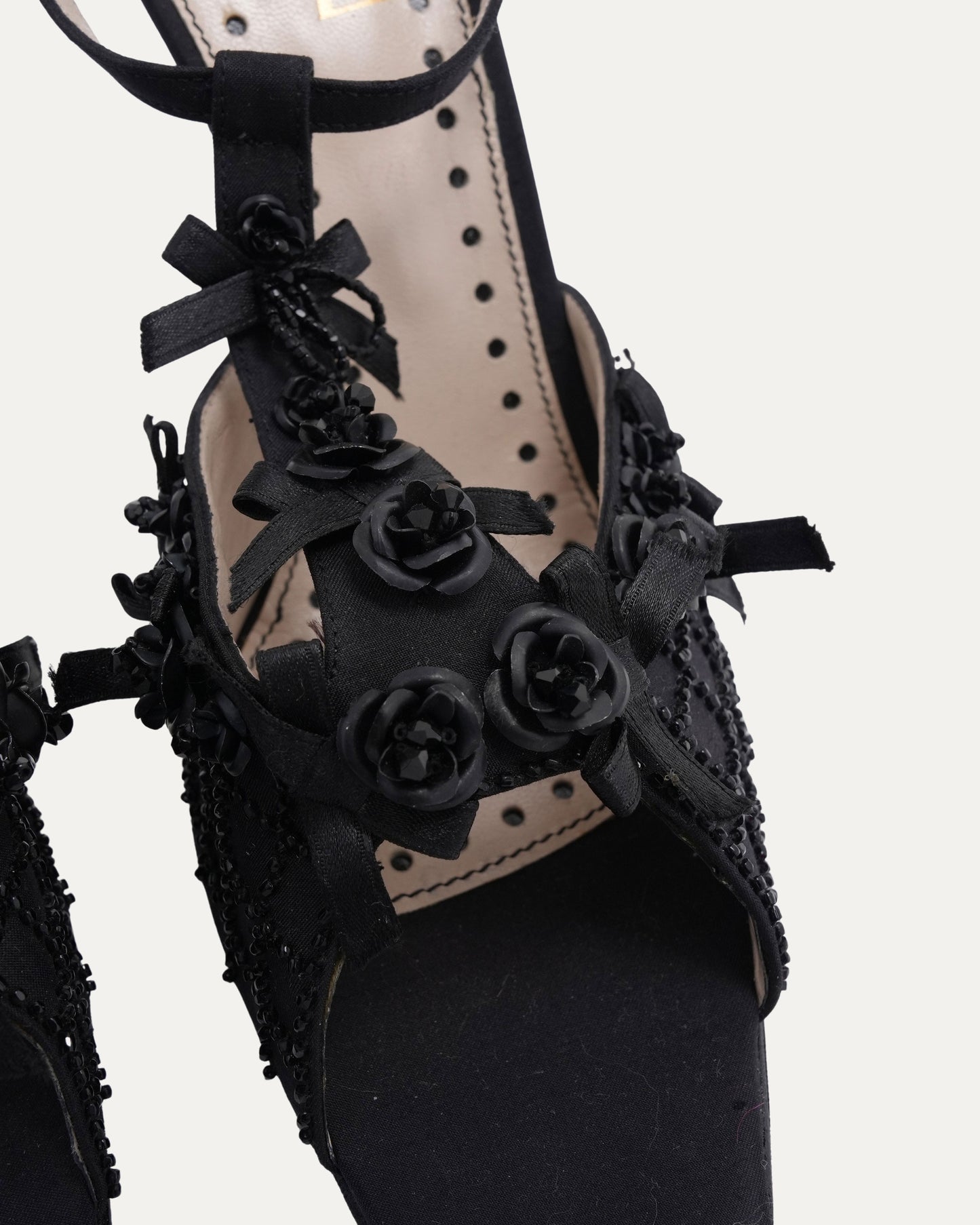 Floral and Bow Embellished Heels