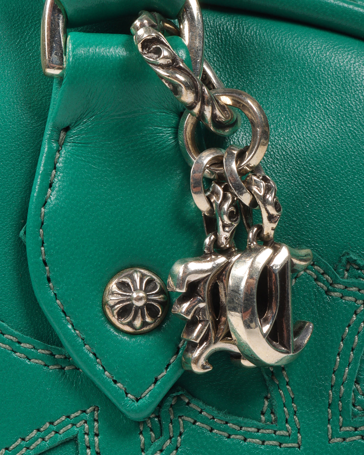 Leather Fleur Cross Patch Bowling Bag
