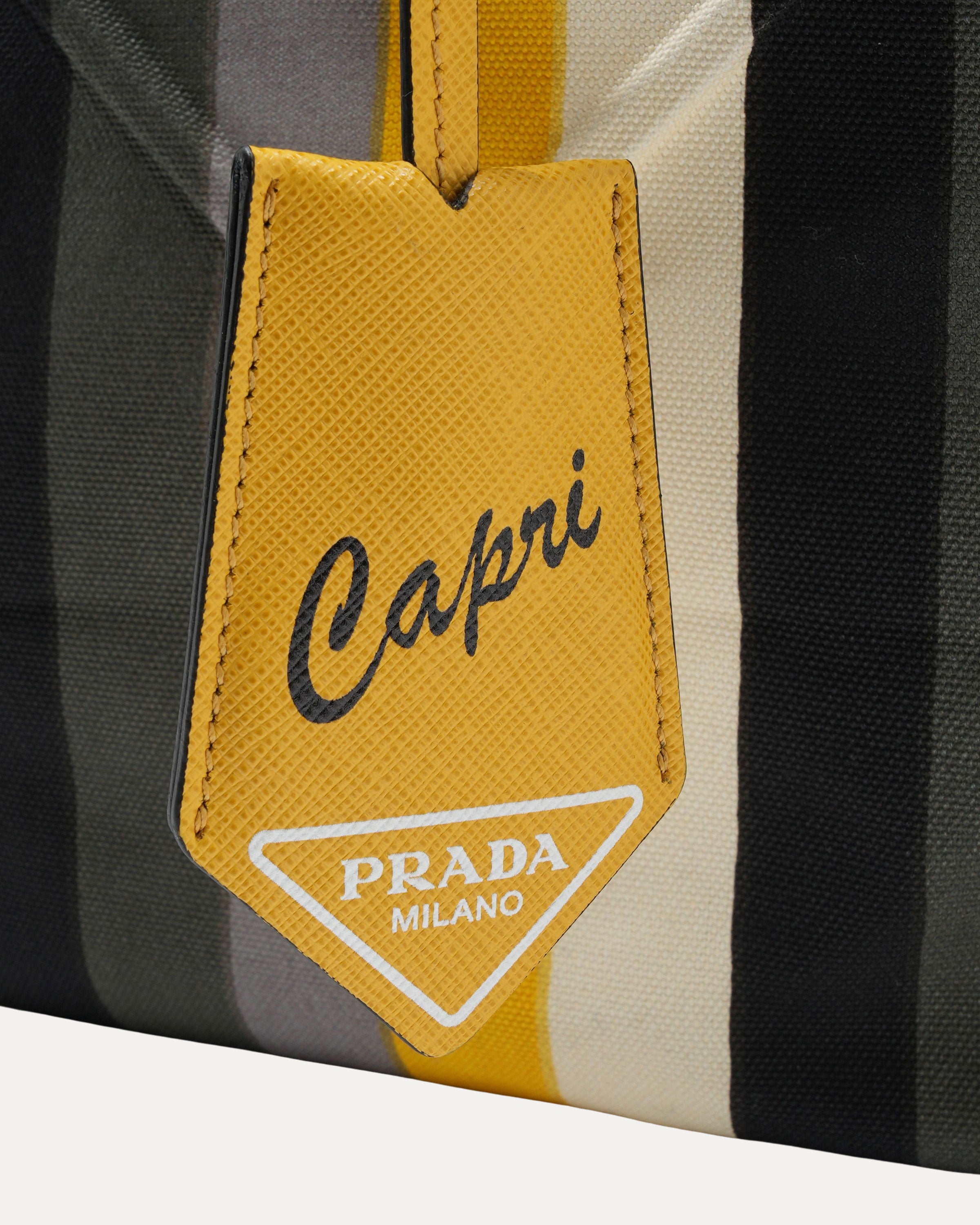 Embossed Logo Striped Tote Bag