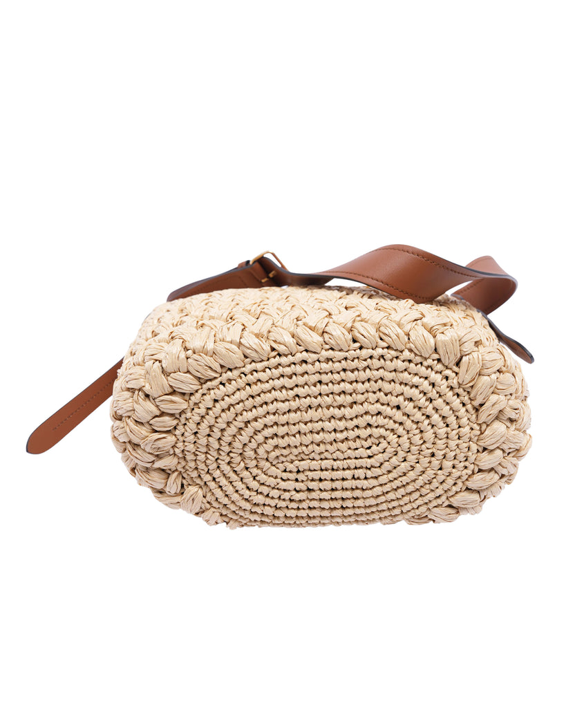 Raffia City Calf Bucket Bag