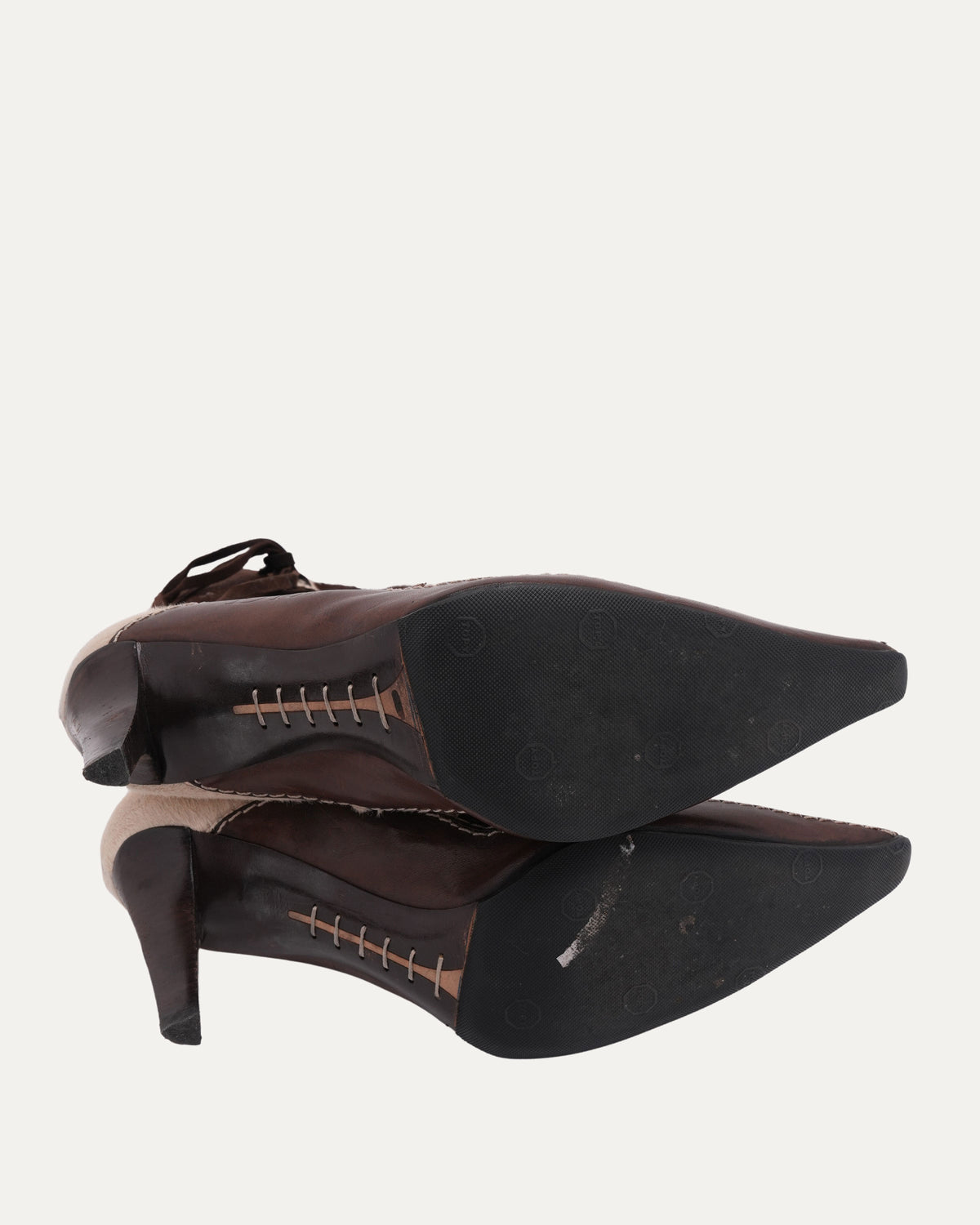 John Galliano Calf Hair Logo Boots