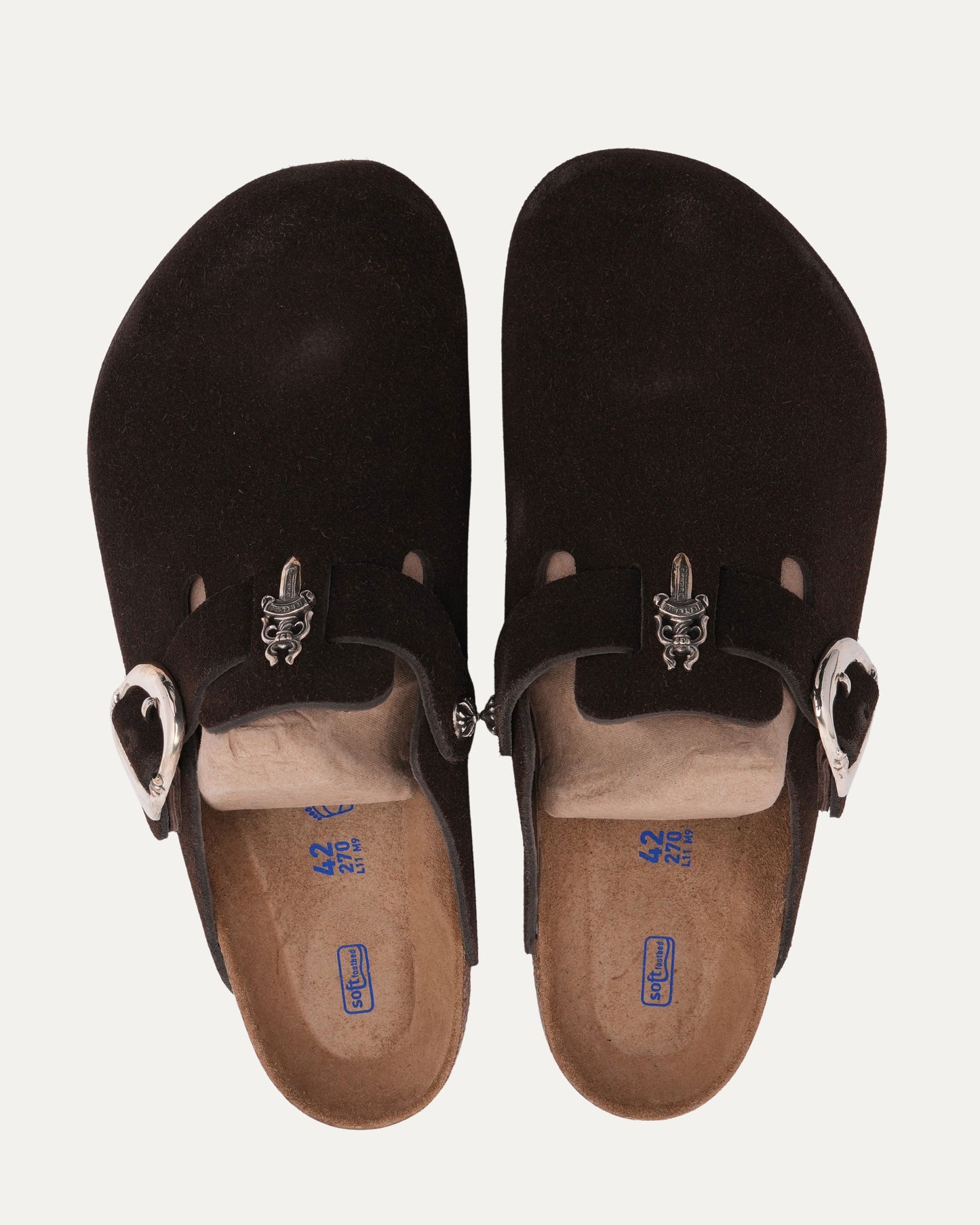 Dagger Embellished Birkenstock Boston Suede Mule