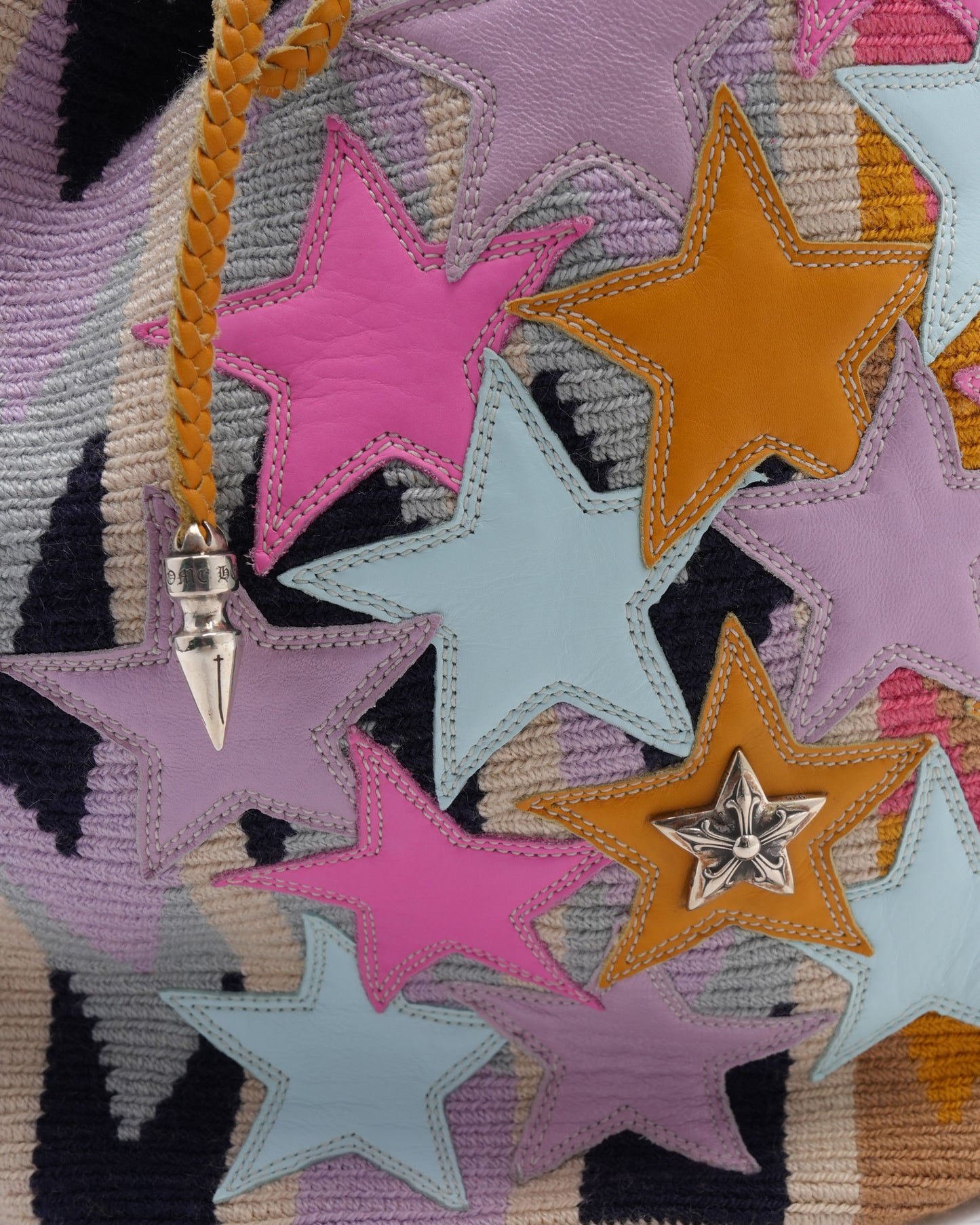 Guanabana Silver Embellished Star Patch Bucket Bag